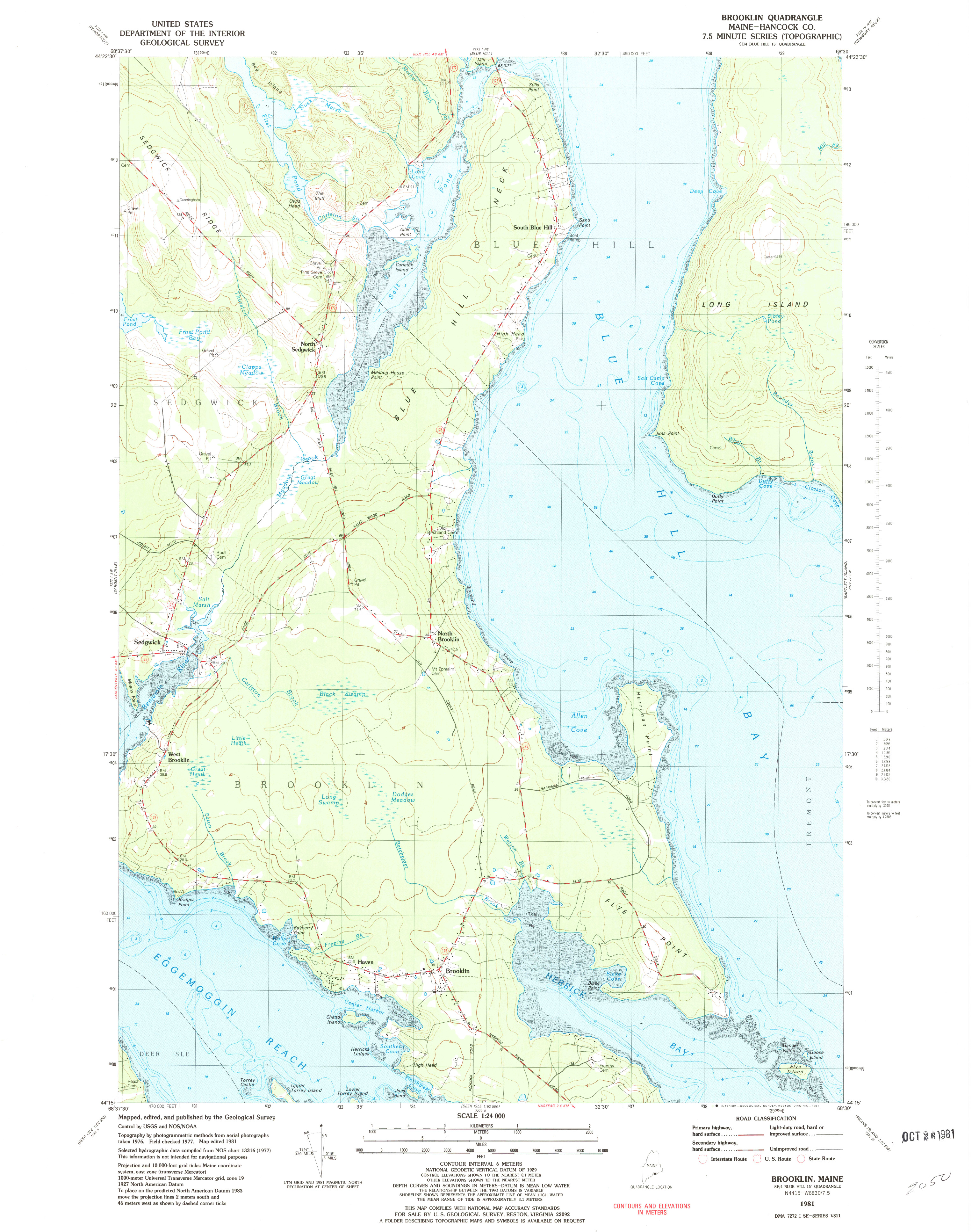 USGS 1:24000-SCALE QUADRANGLE FOR BROOKLIN, ME 1981