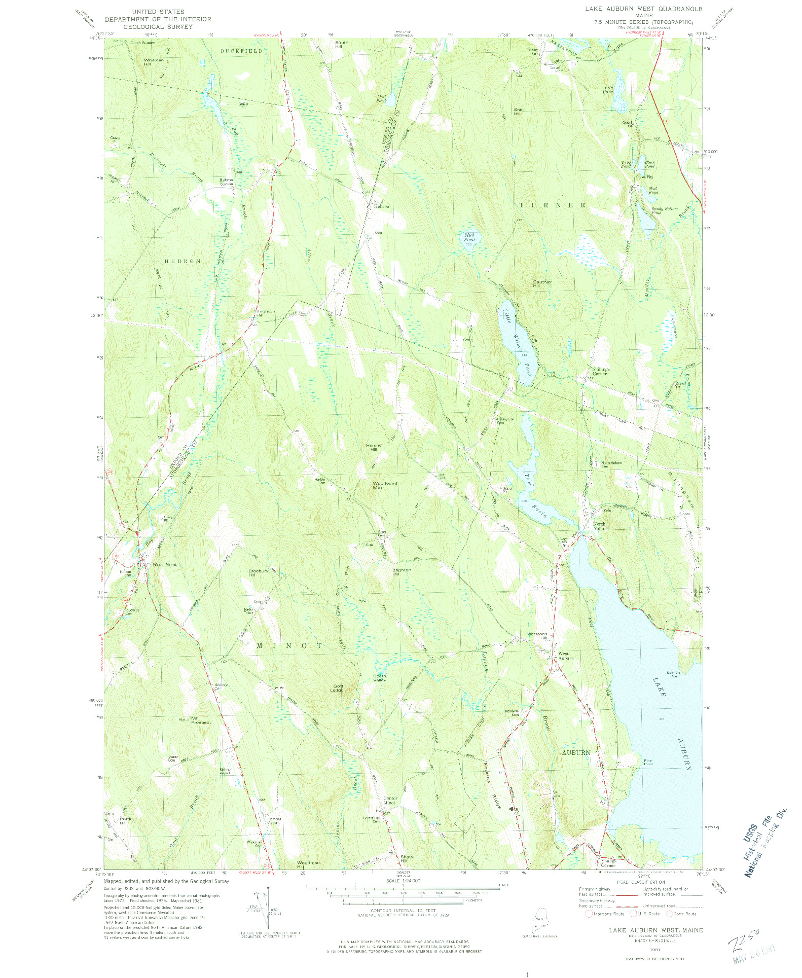 USGS 1:24000-SCALE QUADRANGLE FOR LAKE AUBURN WEST, ME 1981