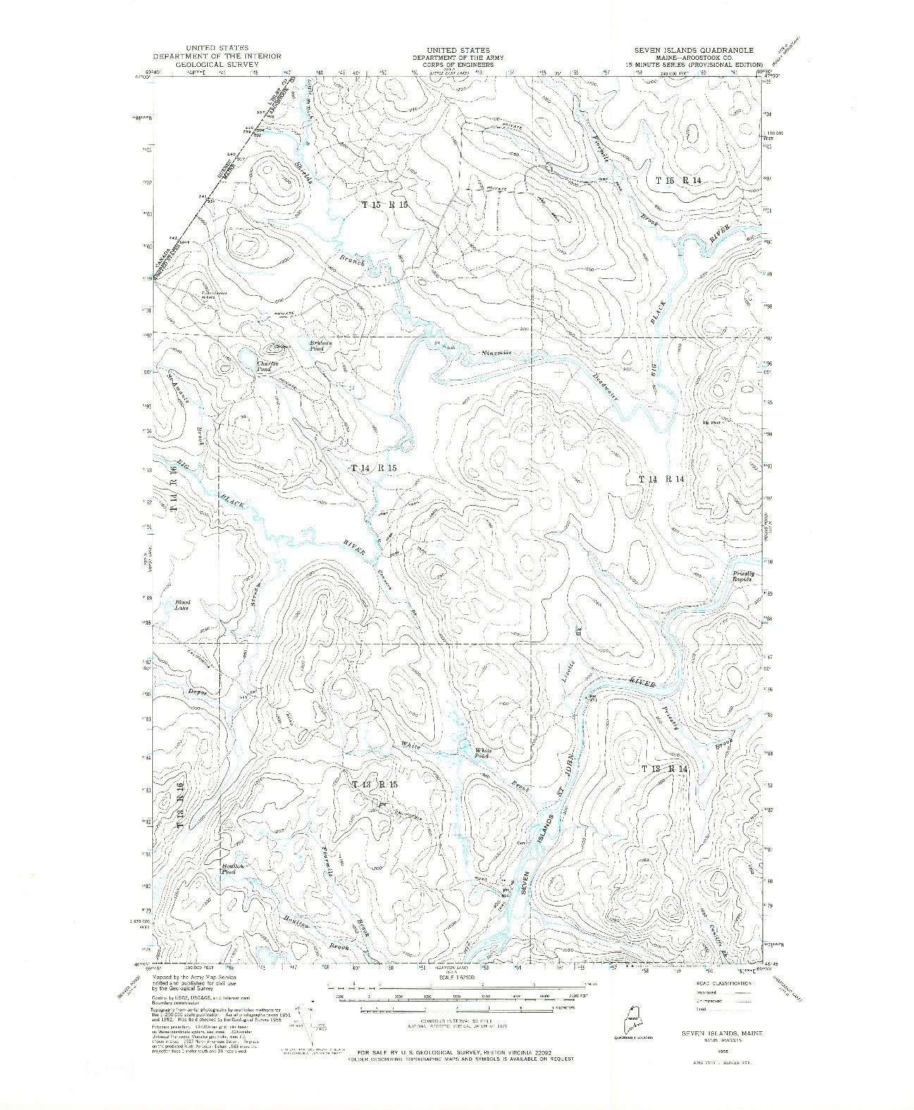 USGS 1:62500-SCALE QUADRANGLE FOR SEVEN ISLANDS, ME 1955