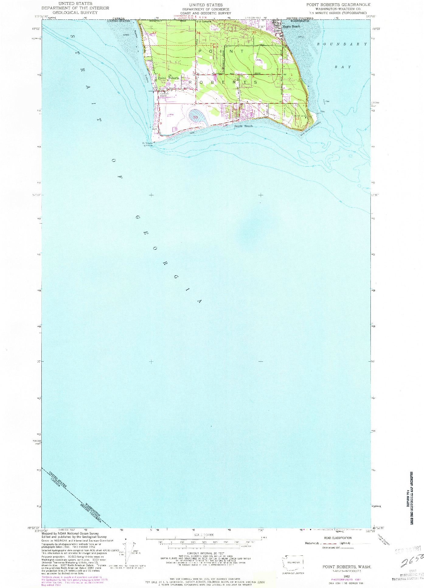 USGS 1:24000-SCALE QUADRANGLE FOR POINT ROBERTS, WA 1952