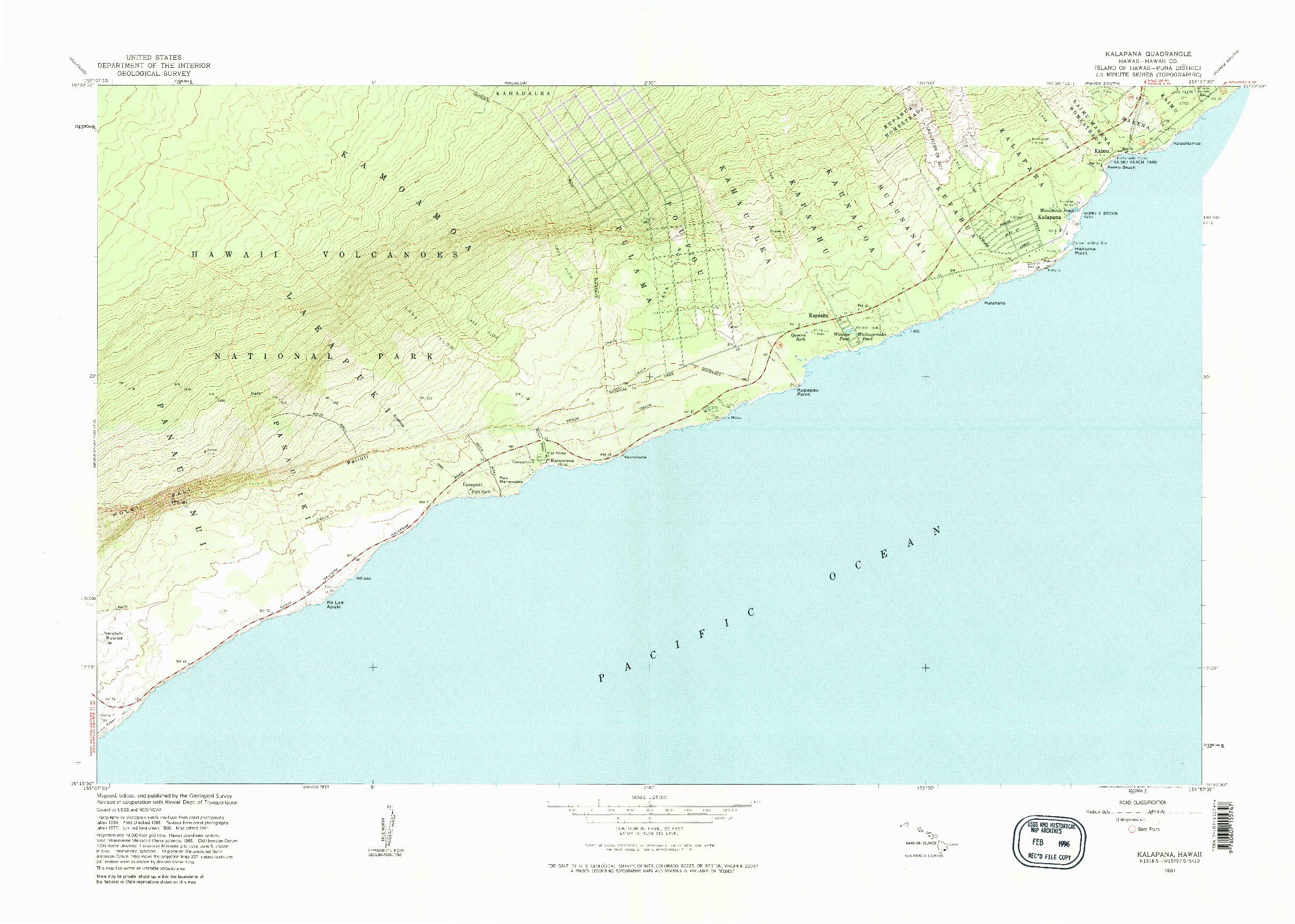 USGS 1:24000-SCALE QUADRANGLE FOR KALAPANA, HI 1981