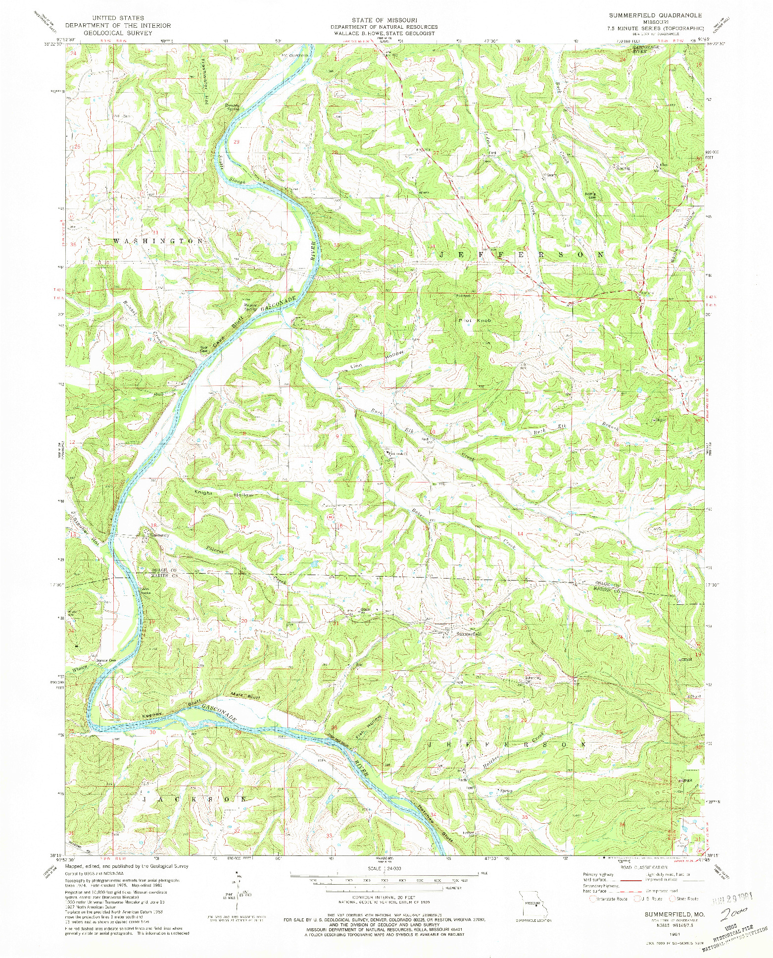 USGS 1:24000-SCALE QUADRANGLE FOR SUMMERFIELD, MO 1981