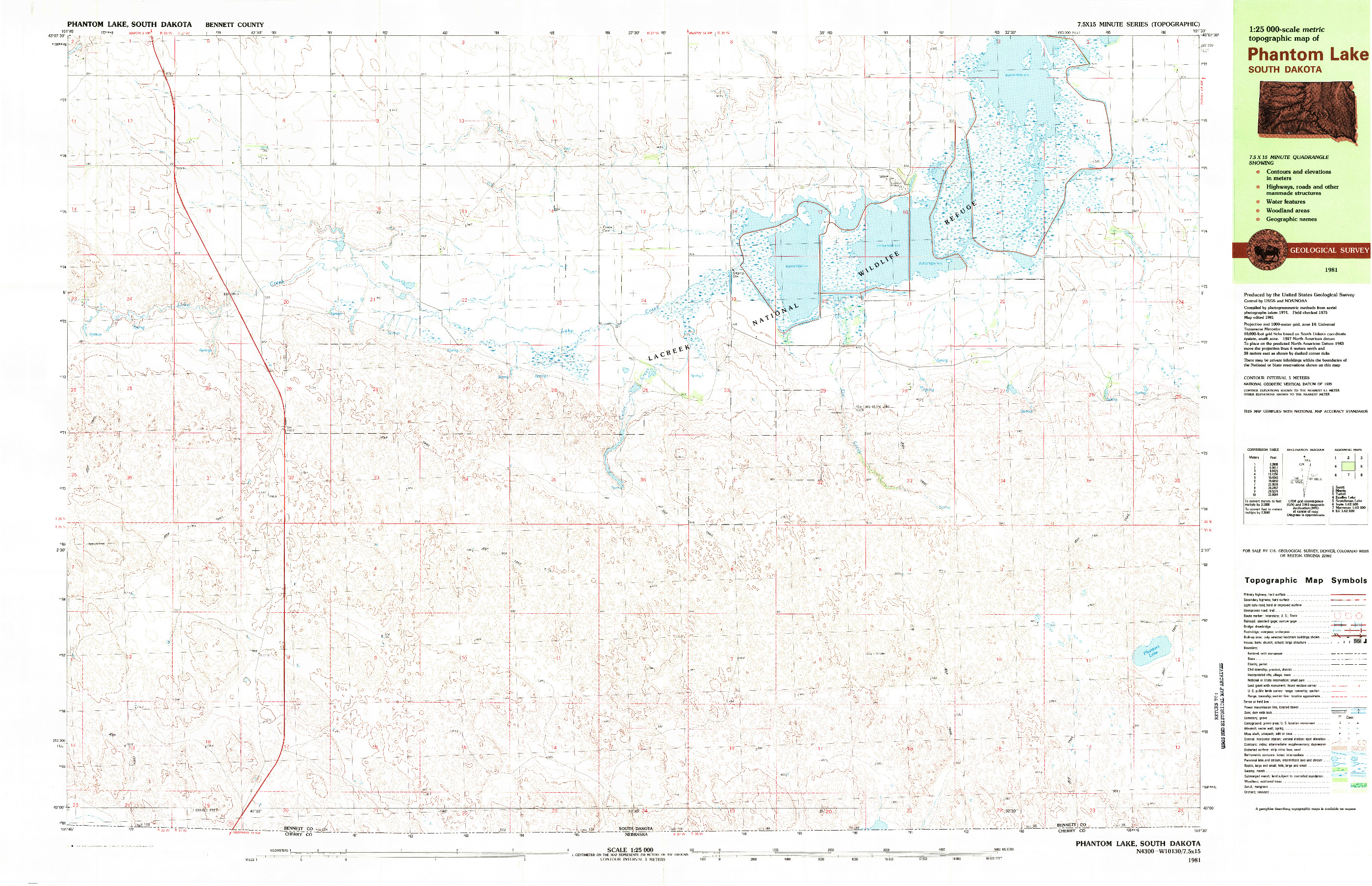 USGS 1:25000-SCALE QUADRANGLE FOR PHANTOM LAKE, SD 1981