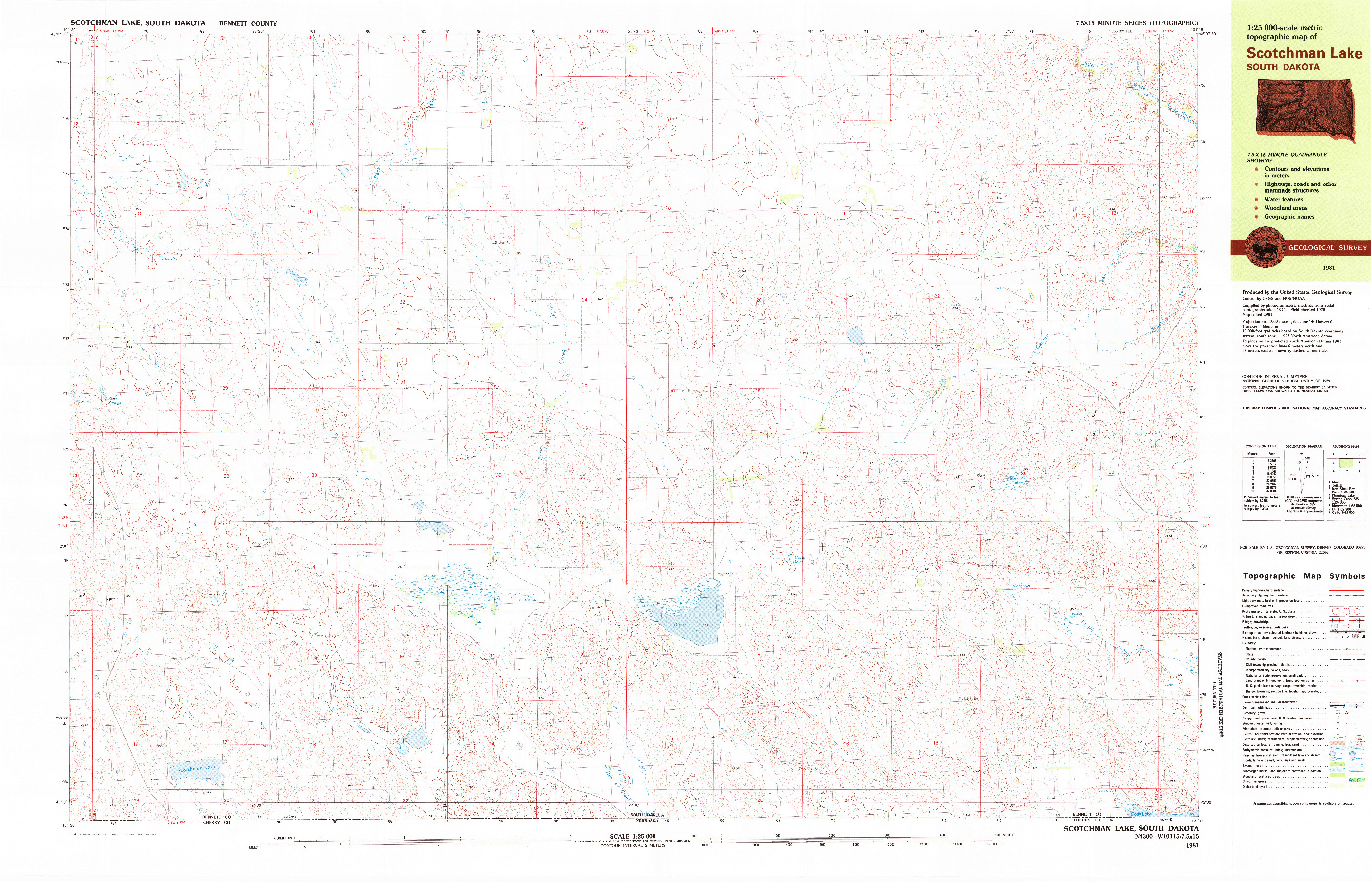 USGS 1:25000-SCALE QUADRANGLE FOR SCOTCHMAN LAKE, SD 1981