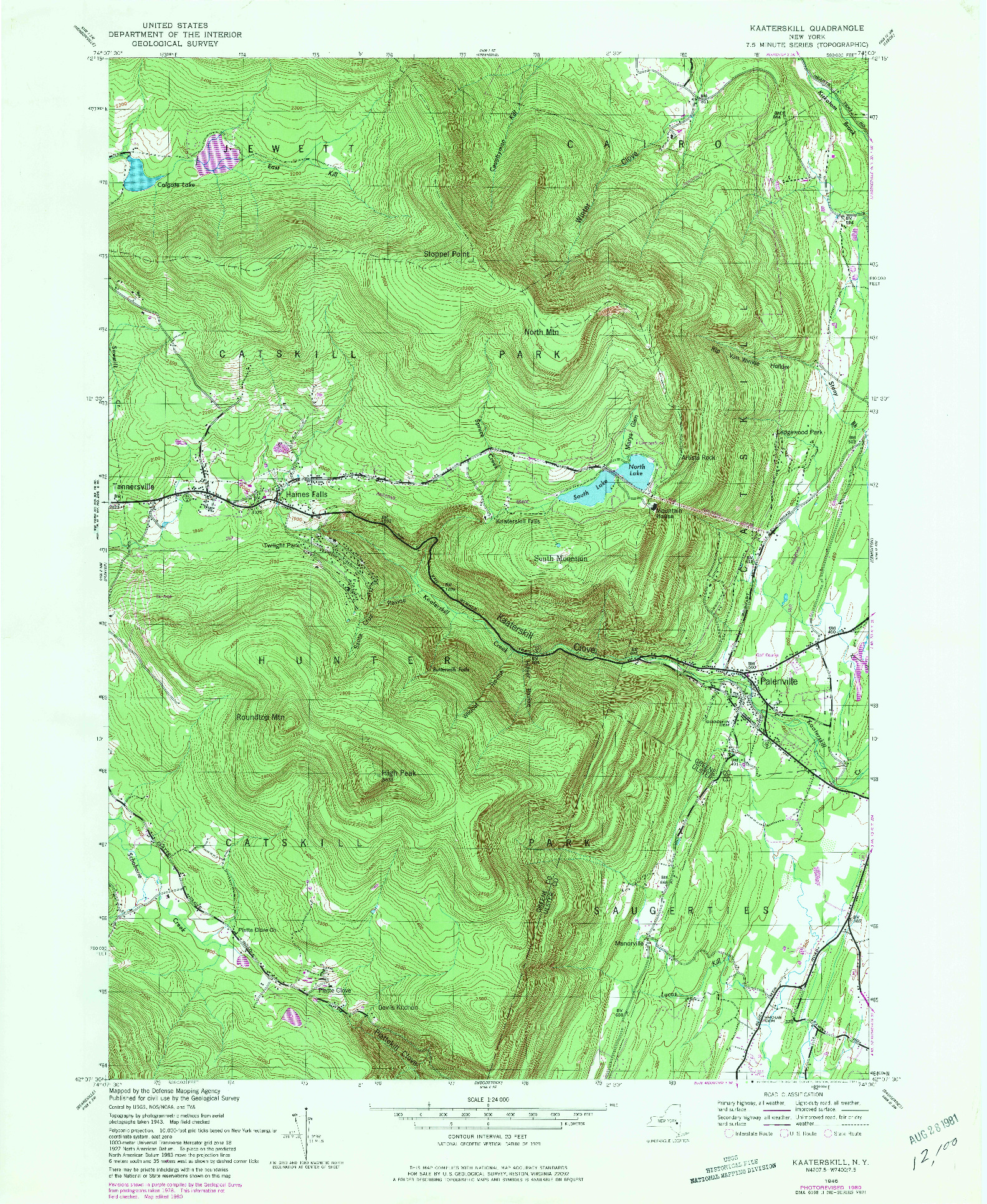 USGS 1:24000-SCALE QUADRANGLE FOR KAATERSKILL, NY 1946