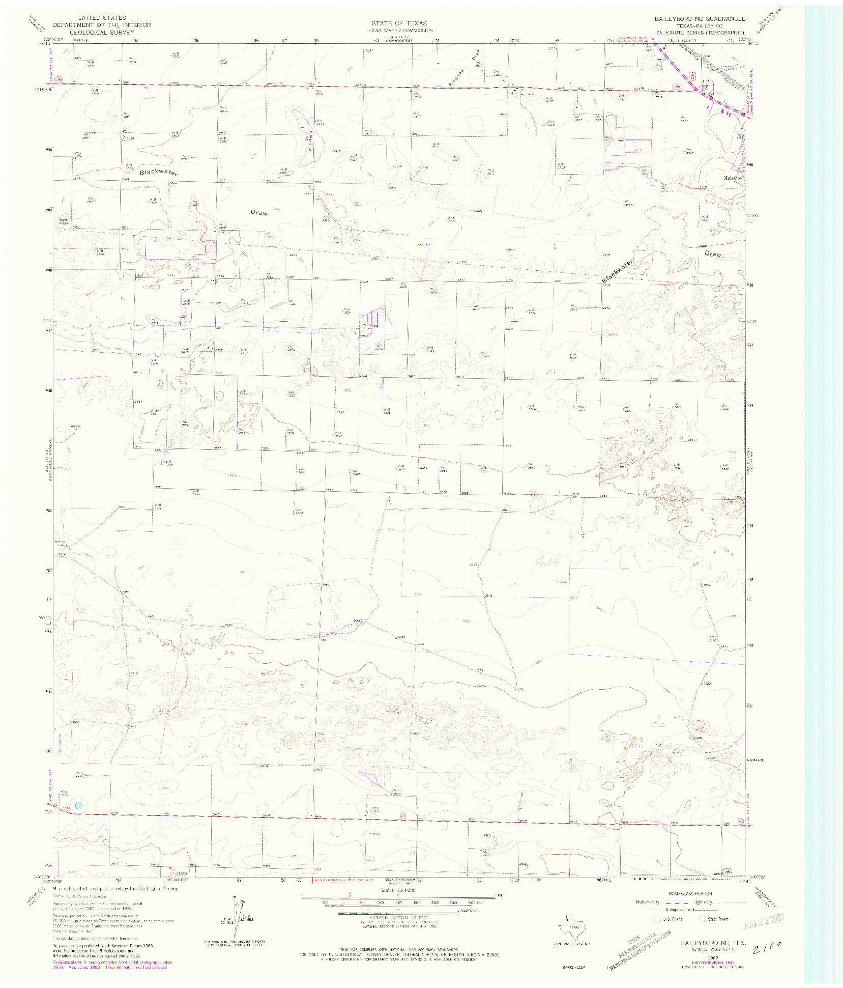 USGS 1:24000-SCALE QUADRANGLE FOR BAILEYBORO NE, TX 1962