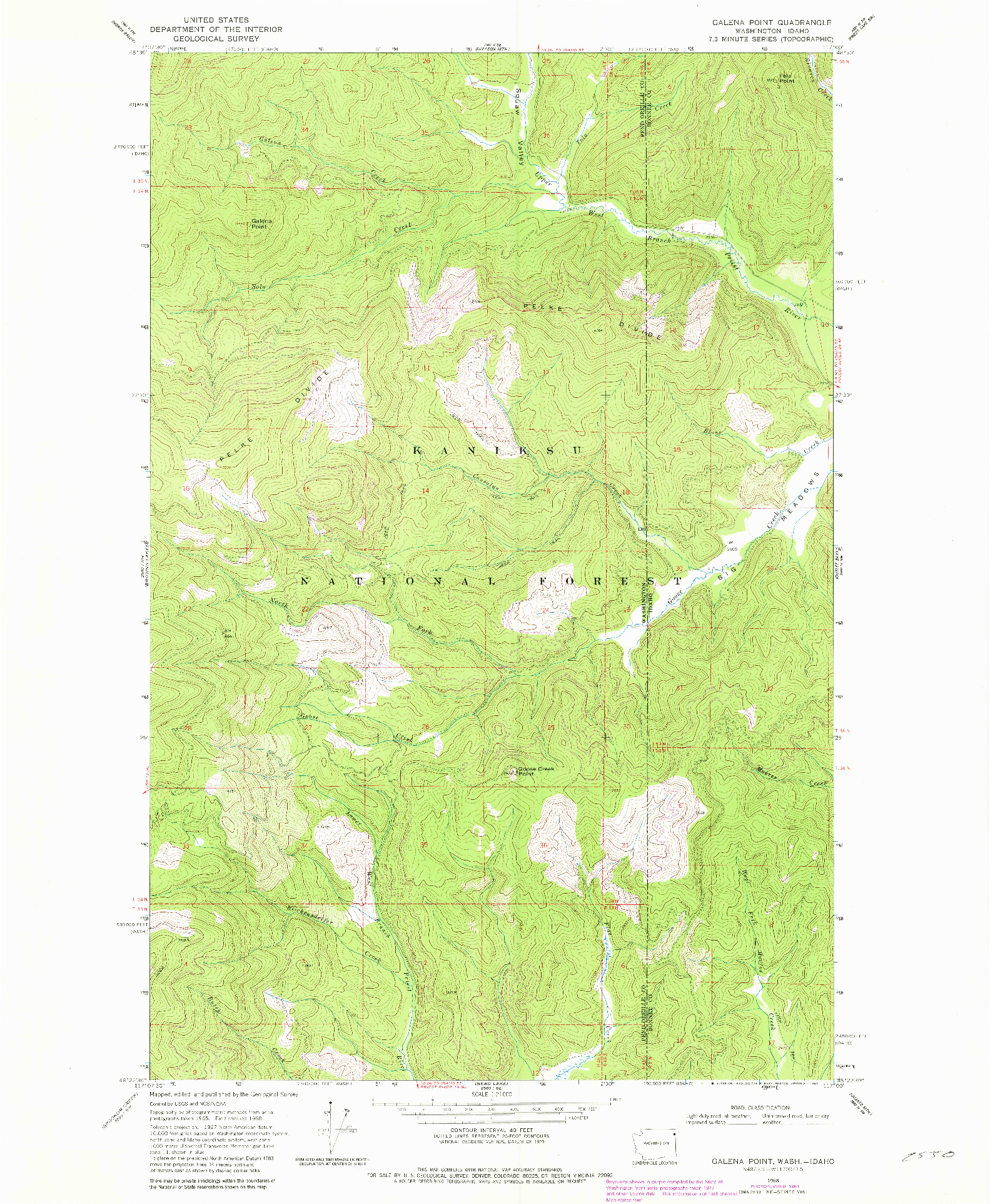 USGS 1:24000-SCALE QUADRANGLE FOR GALENA POINT, WA 1968