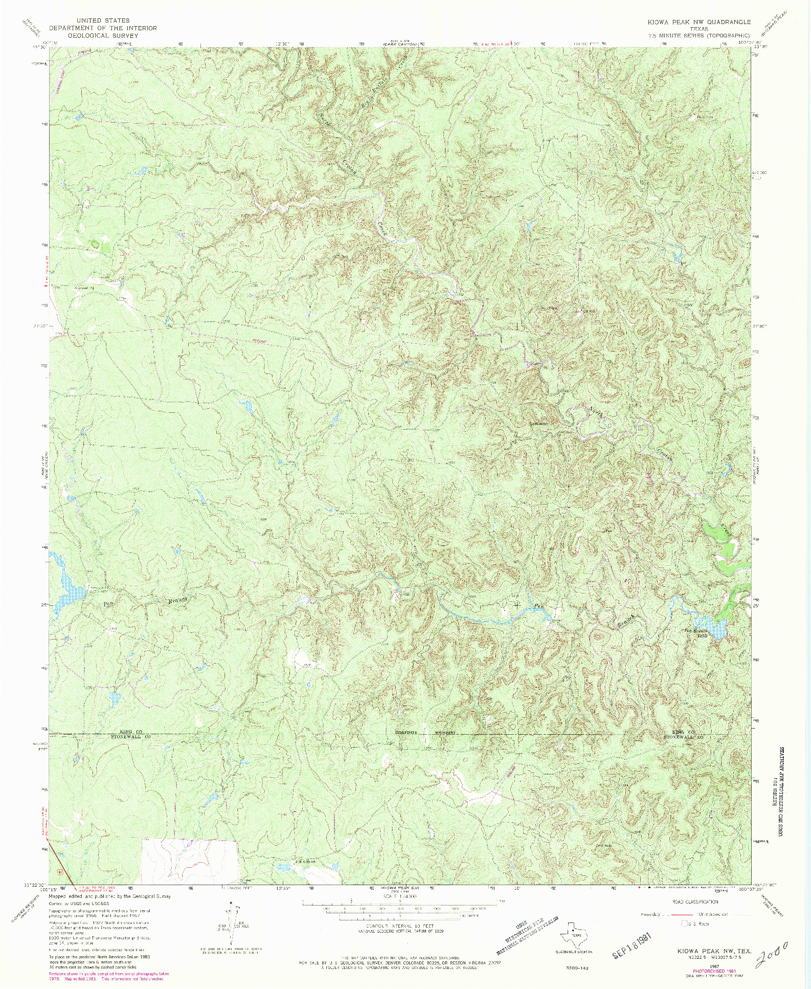 USGS 1:24000-SCALE QUADRANGLE FOR KIOWA PEAK NW, TX 1967