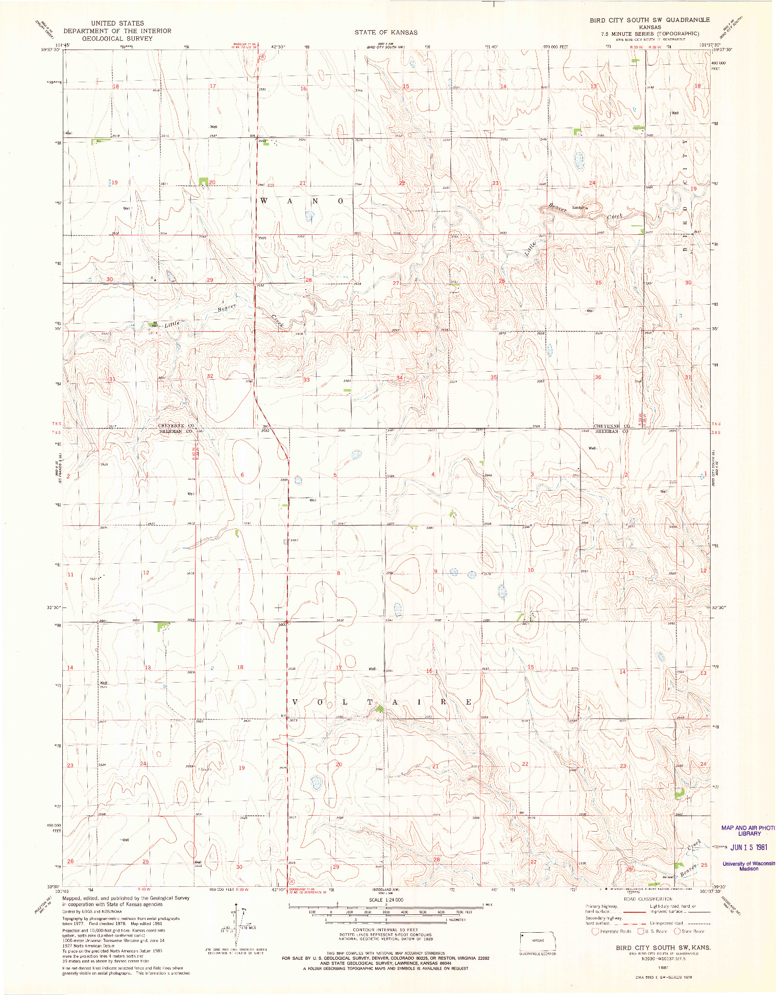 USGS 1:24000-SCALE QUADRANGLE FOR BIRD CITY SOUTH SW, KS 1981