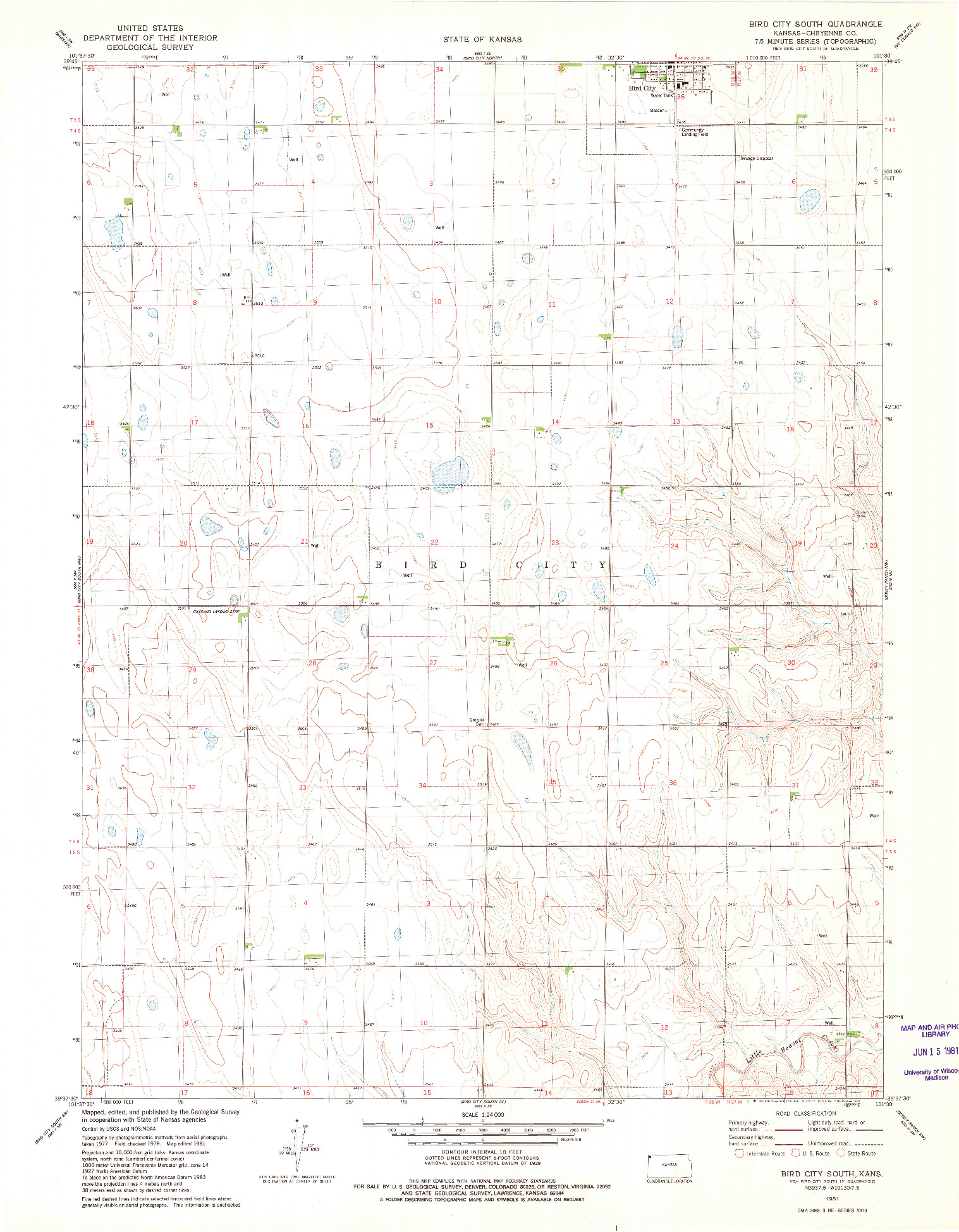 USGS 1:24000-SCALE QUADRANGLE FOR BIRD CITY SOUTH, KS 1981