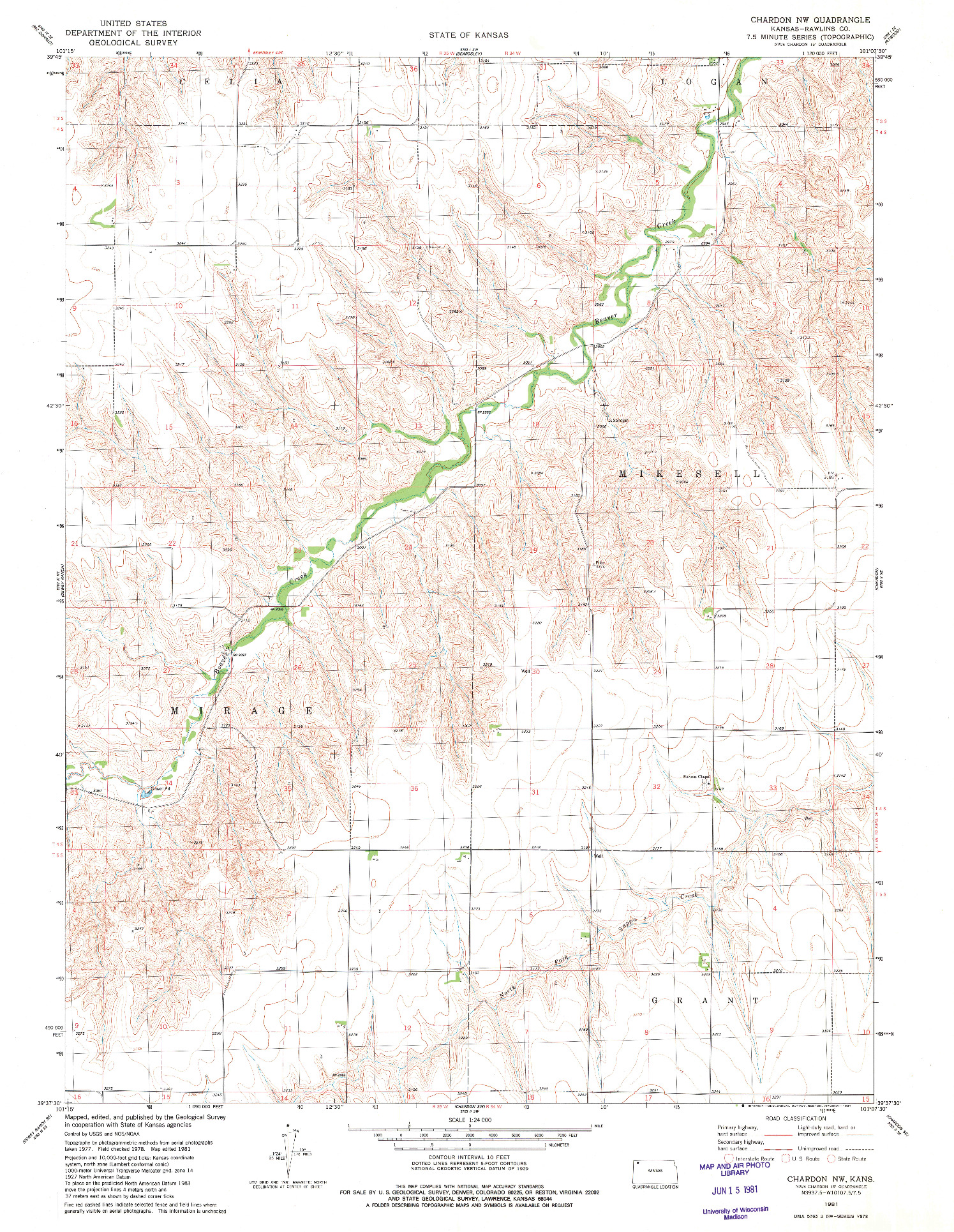 USGS 1:24000-SCALE QUADRANGLE FOR CHARDON NW, KS 1981