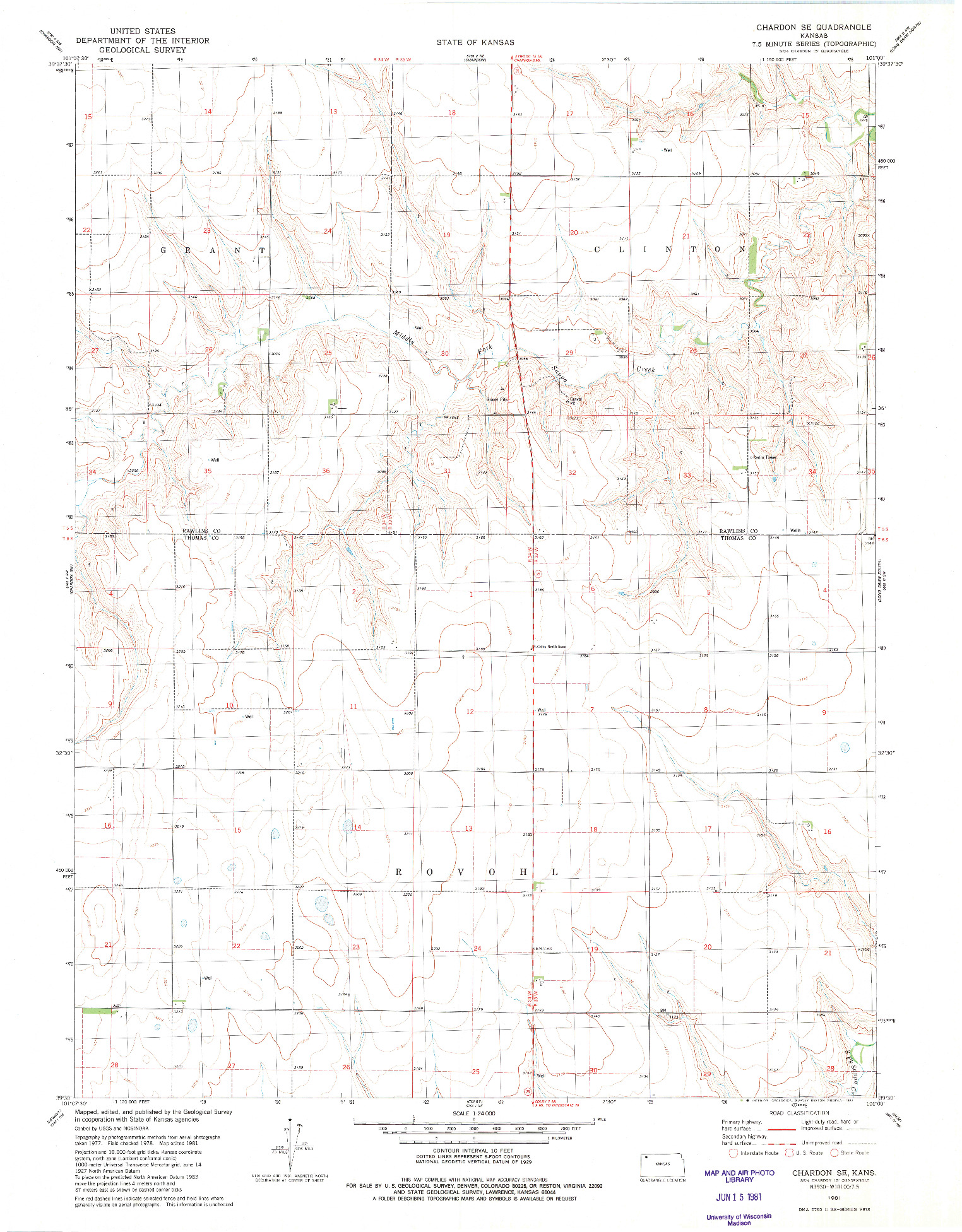 USGS 1:24000-SCALE QUADRANGLE FOR CHARDON SE, KS 1981