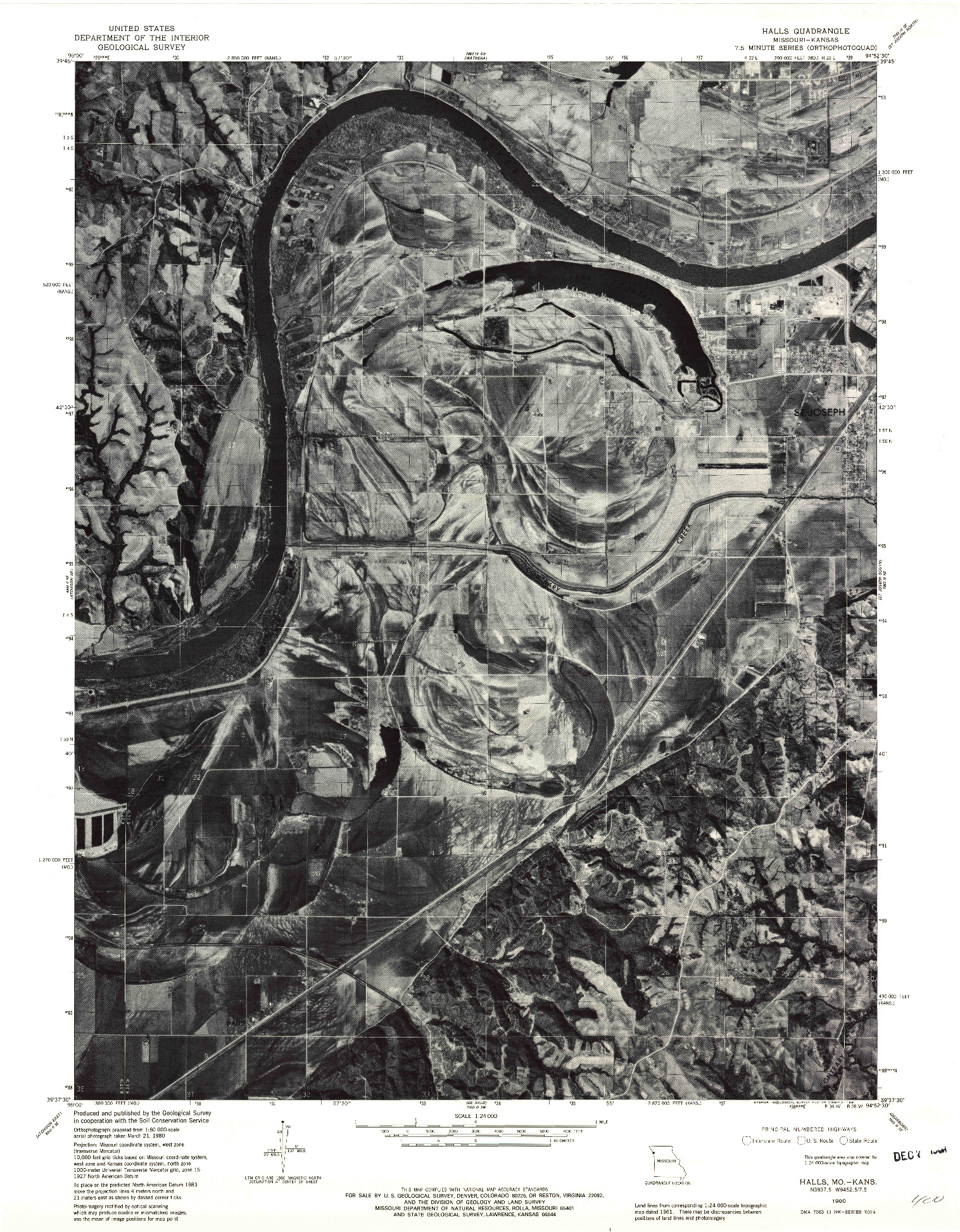 USGS 1:24000-SCALE QUADRANGLE FOR HALLS, KS 1980