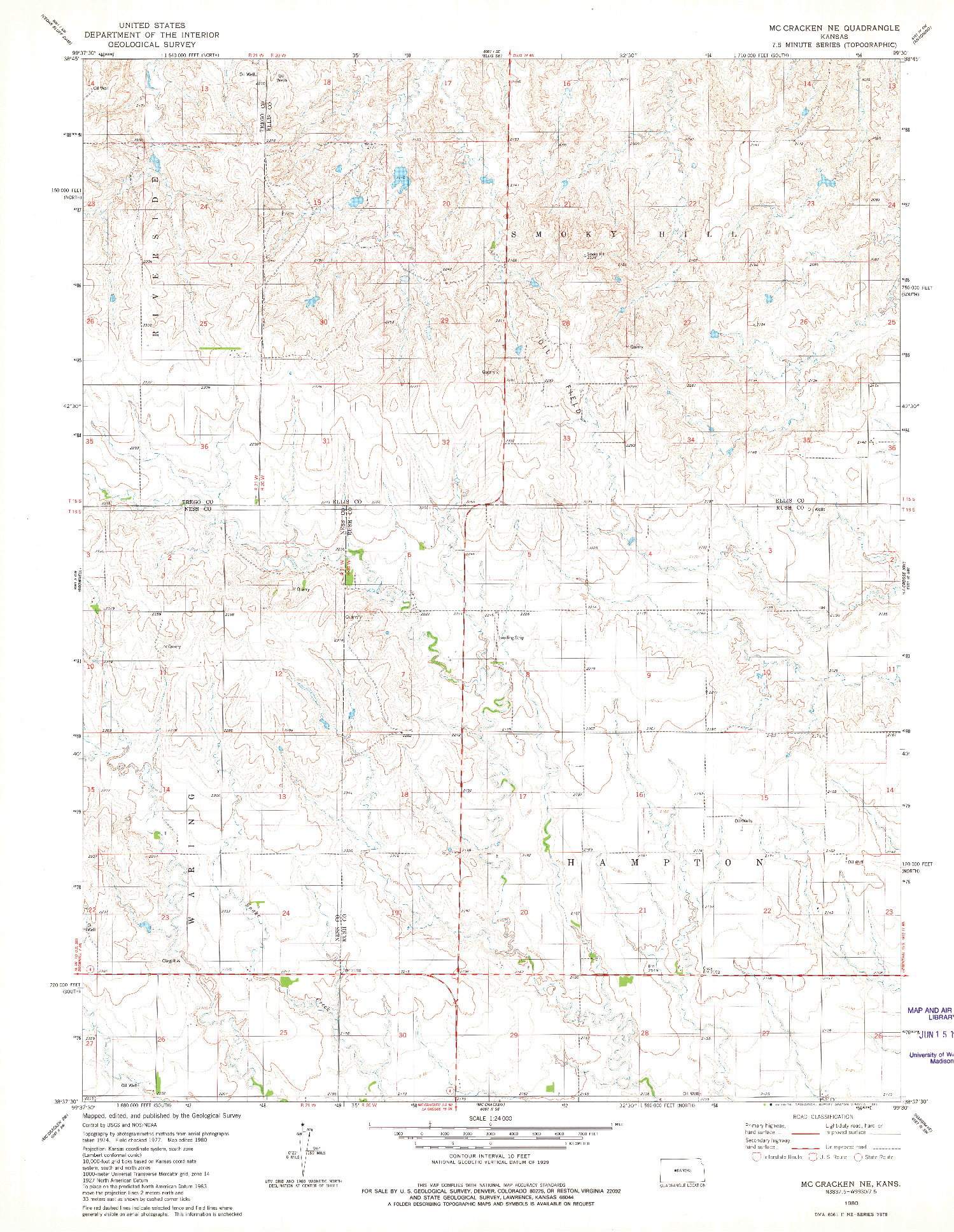 USGS 1:24000-SCALE QUADRANGLE FOR MC CRACKEN NE, KS 1980