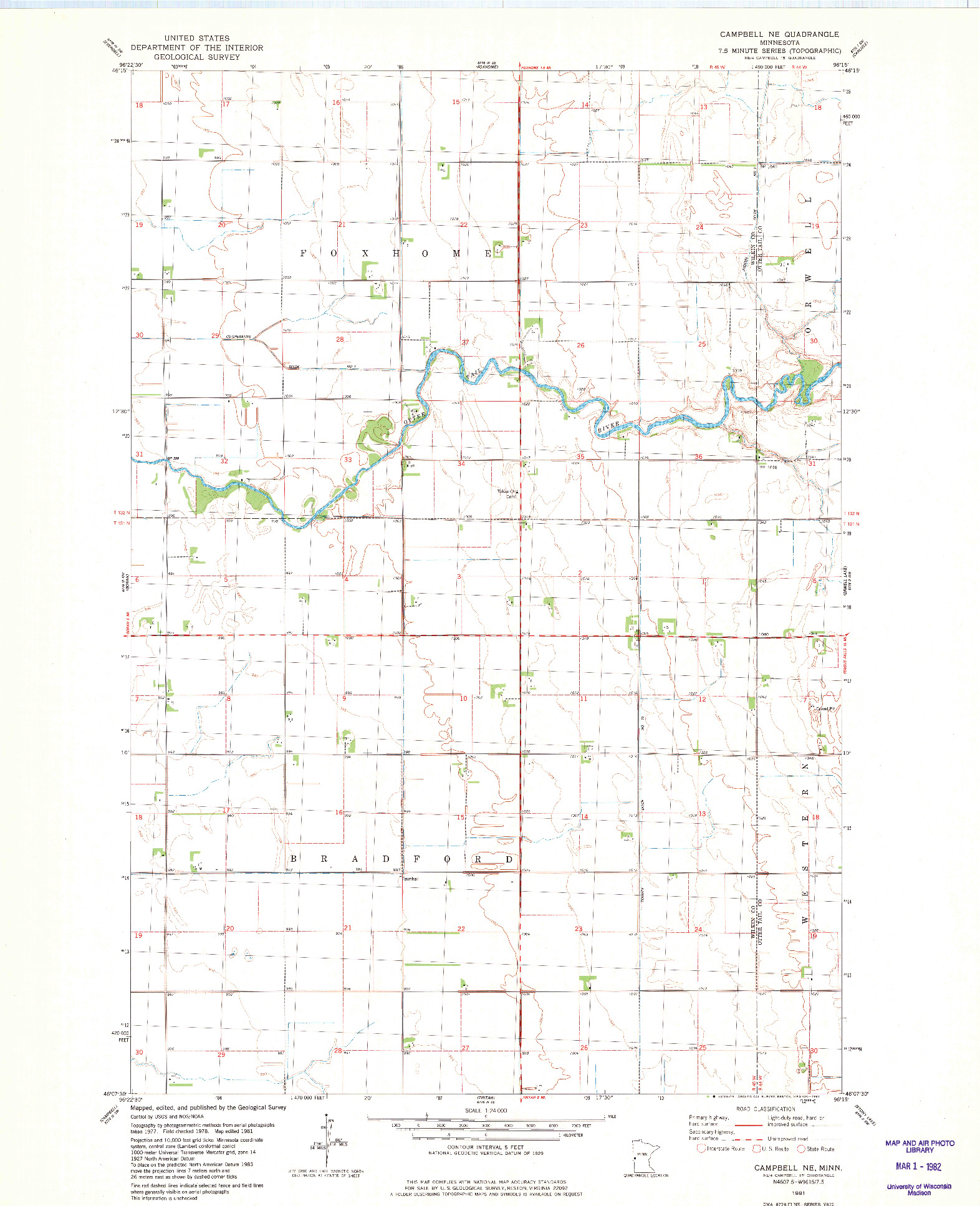 USGS 1:24000-SCALE QUADRANGLE FOR CAMPBELL NE, MN 1981