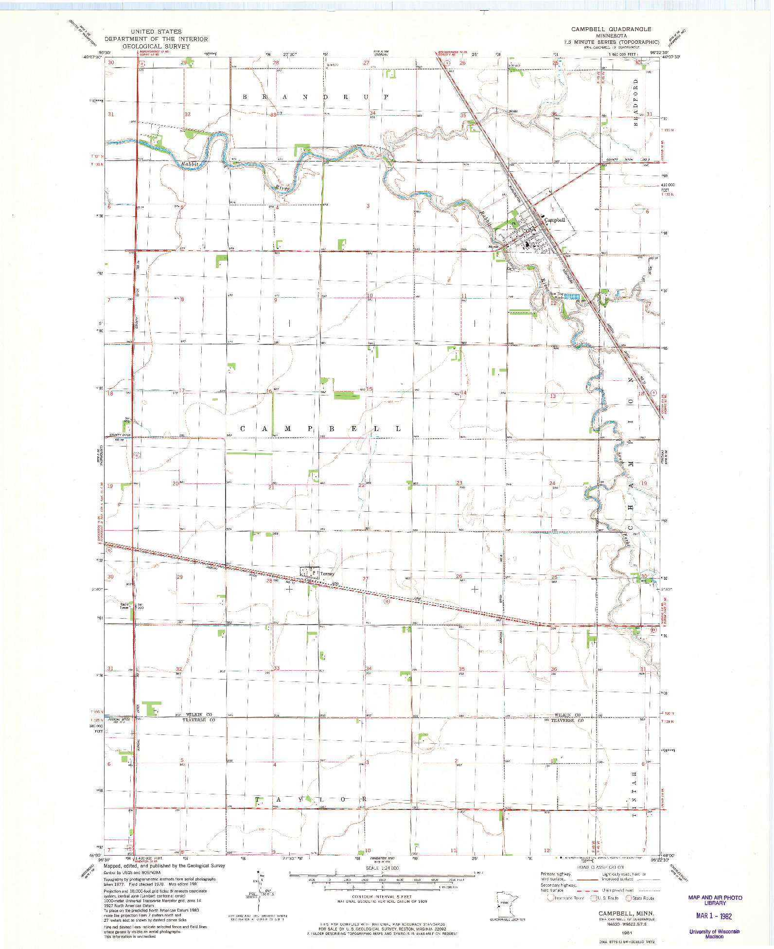 USGS 1:24000-SCALE QUADRANGLE FOR CAMPBELL, MN 1981