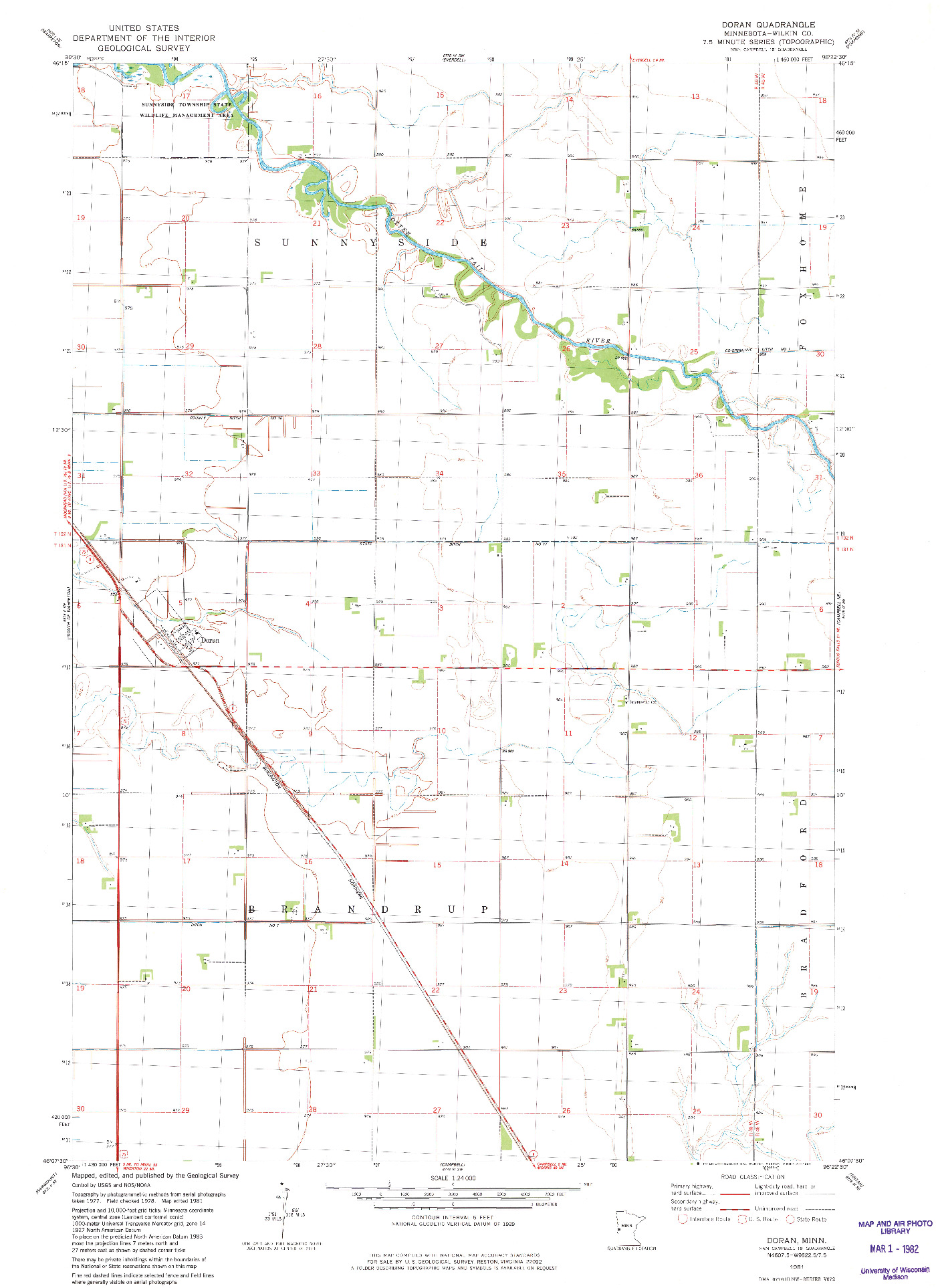 USGS 1:24000-SCALE QUADRANGLE FOR DORAN, MN 1981