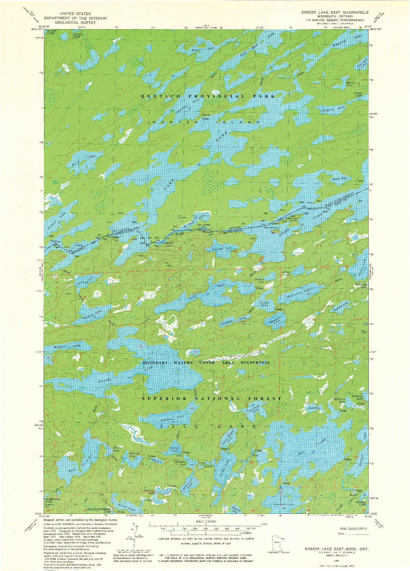 USGS 1:24000-SCALE QUADRANGLE FOR ENSIGN LAKE EAST, MN 1981