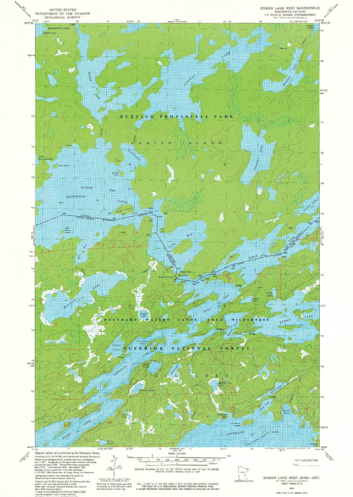 USGS 1:24000-SCALE QUADRANGLE FOR ENSIGN LAKE WEST, MN 1981