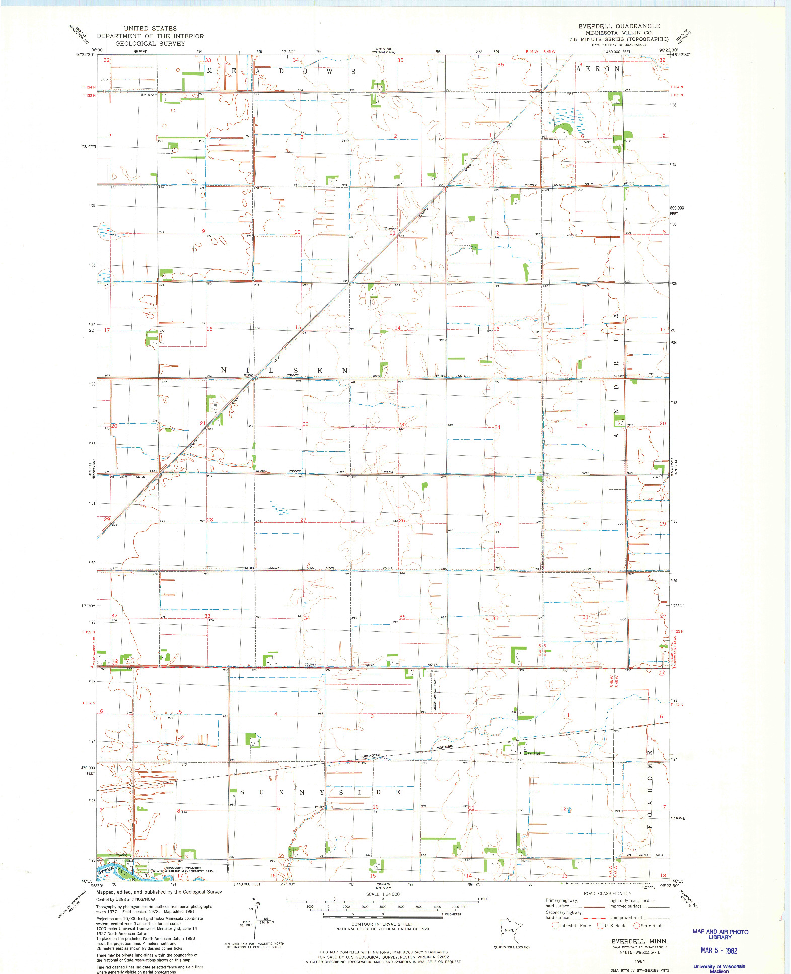 USGS 1:24000-SCALE QUADRANGLE FOR EVERDELL, MN 1981