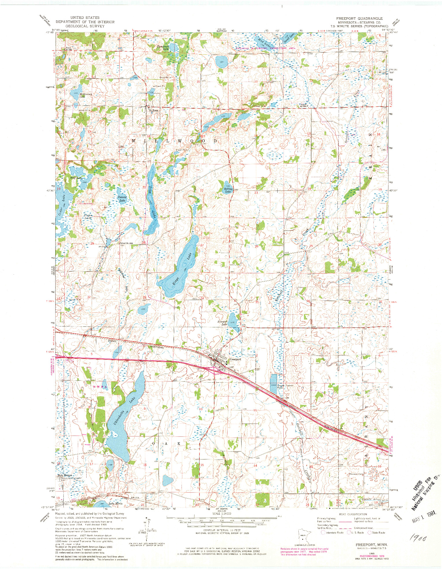 USGS 1:24000-SCALE QUADRANGLE FOR FREEPORT, MN 1965