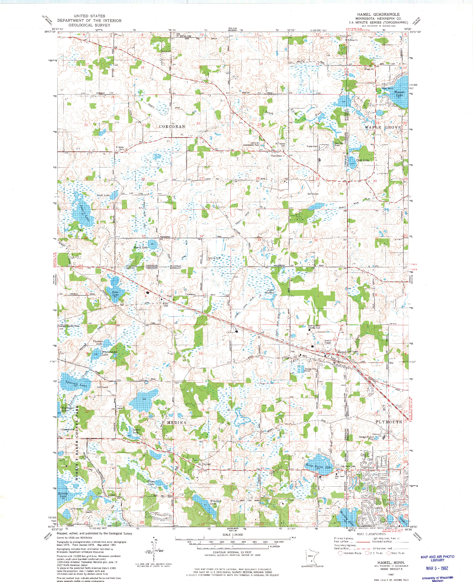 USGS 1:24000-SCALE QUADRANGLE FOR HAMEL, MN 1981