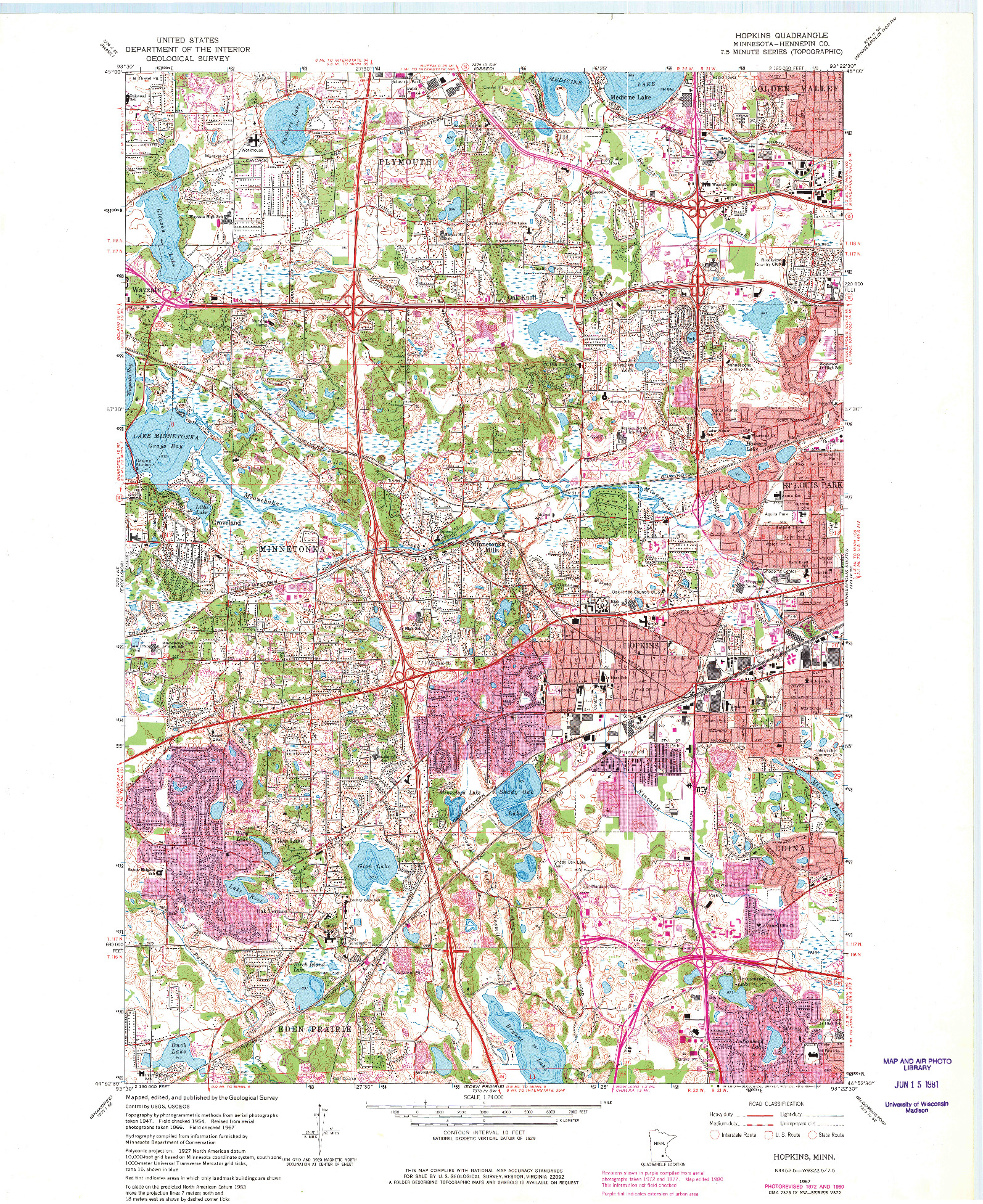 USGS 1:24000-SCALE QUADRANGLE FOR HOPKINS, MN 1967