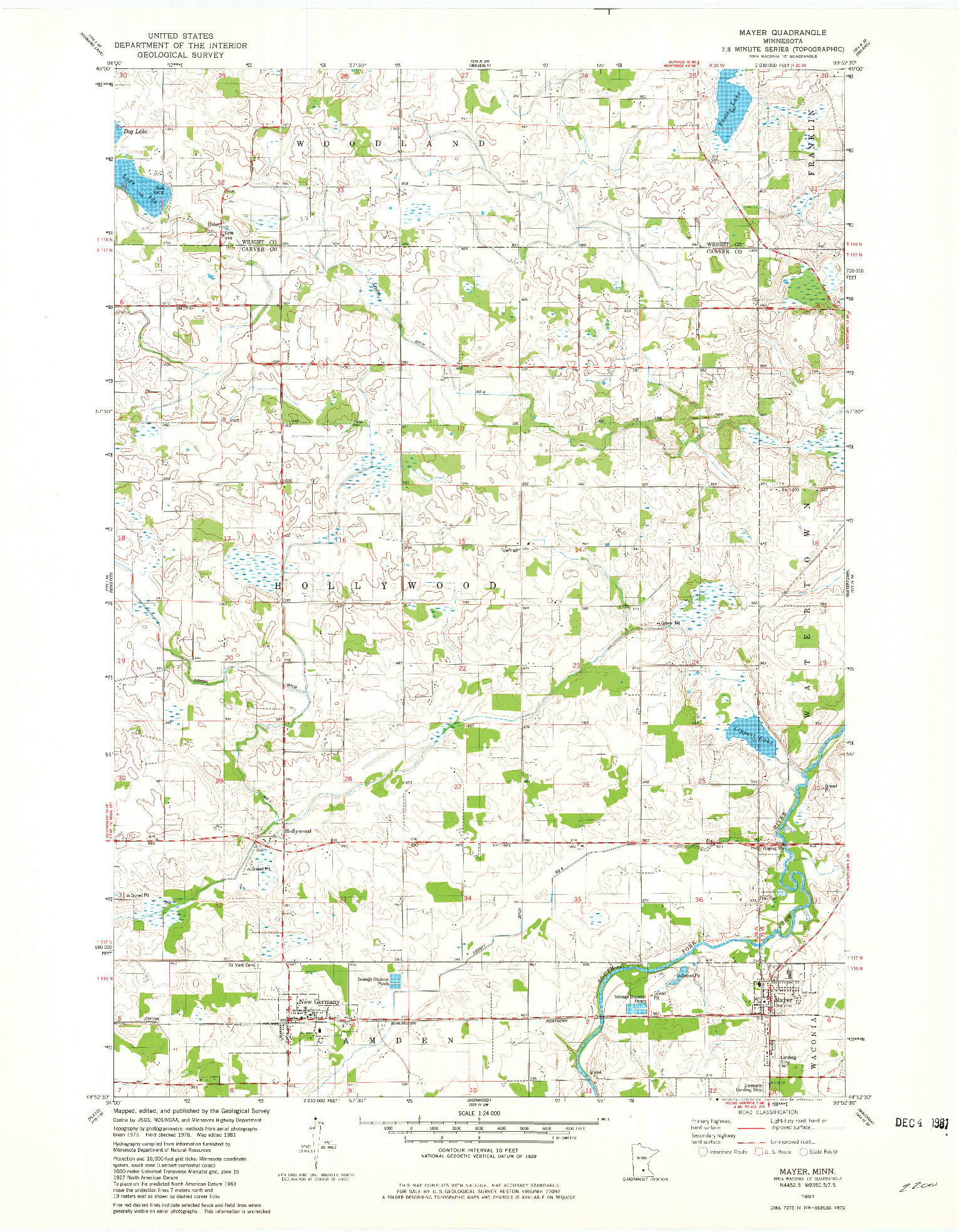 USGS 1:24000-SCALE QUADRANGLE FOR MAYER, MN 1981