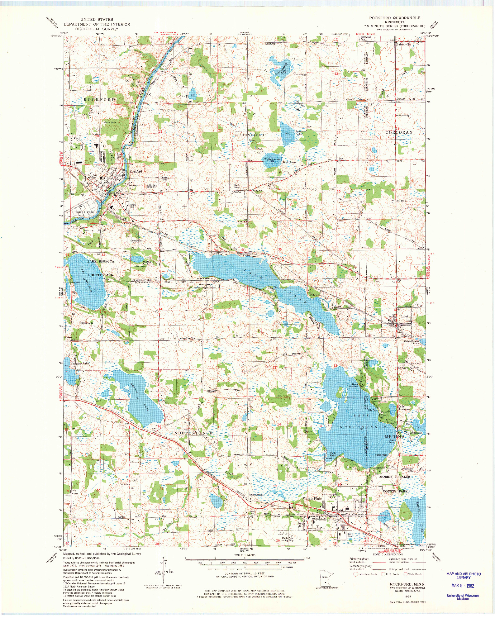 USGS 1:24000-SCALE QUADRANGLE FOR ROCKFORD, MN 1981