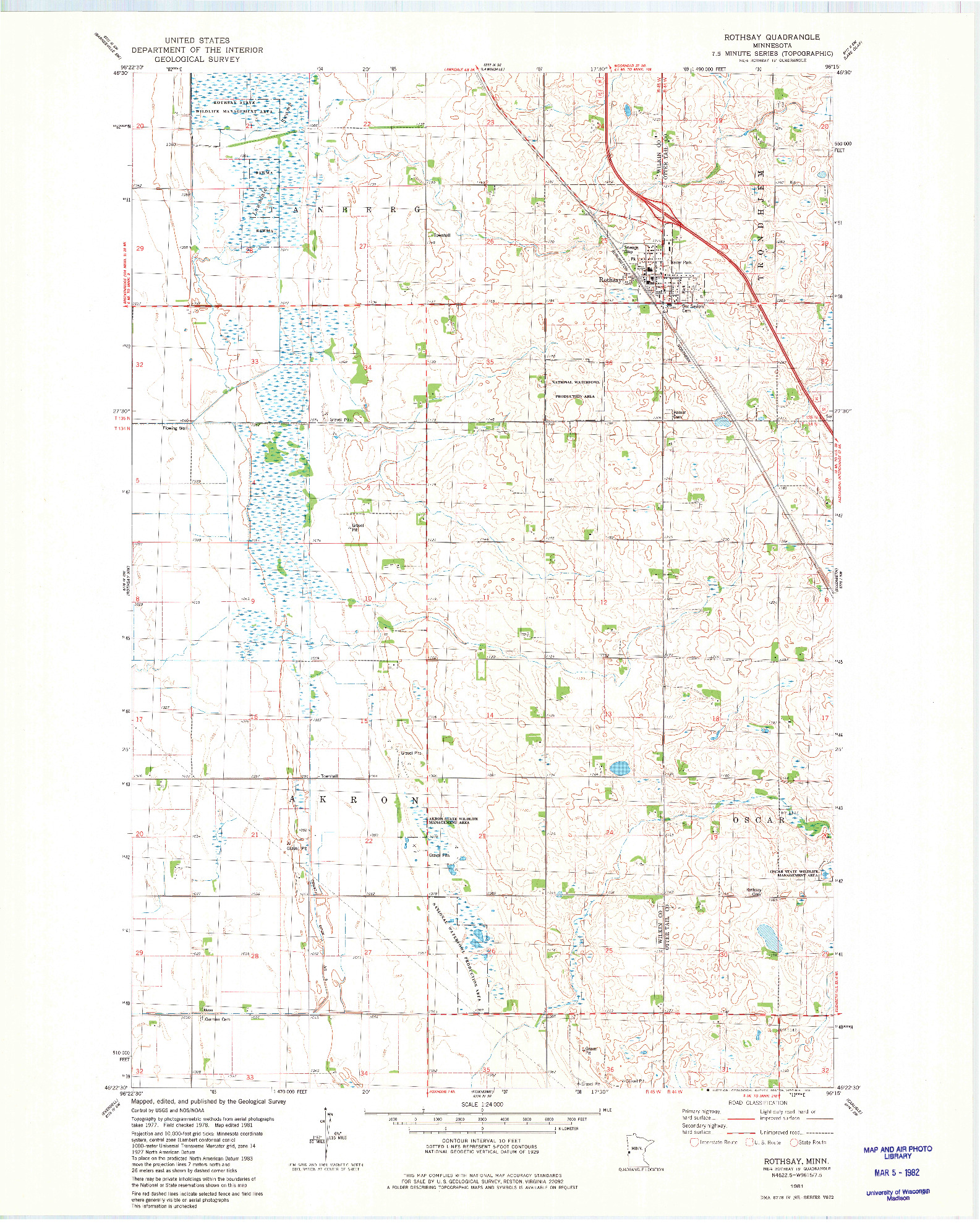 USGS 1:24000-SCALE QUADRANGLE FOR ROTHSAY, MN 1981