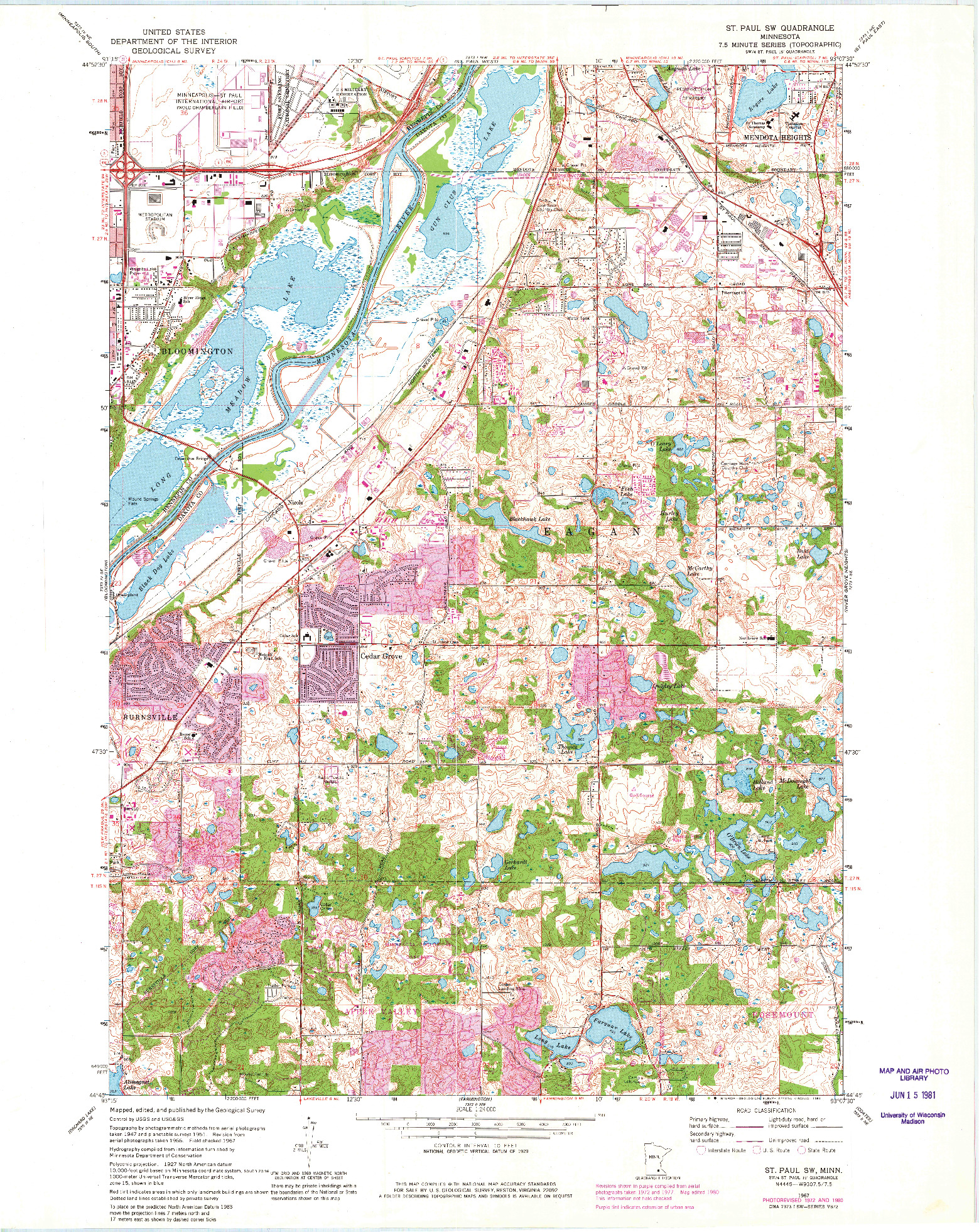 USGS 1:24000-SCALE QUADRANGLE FOR ST PAUL SW, MN 1967