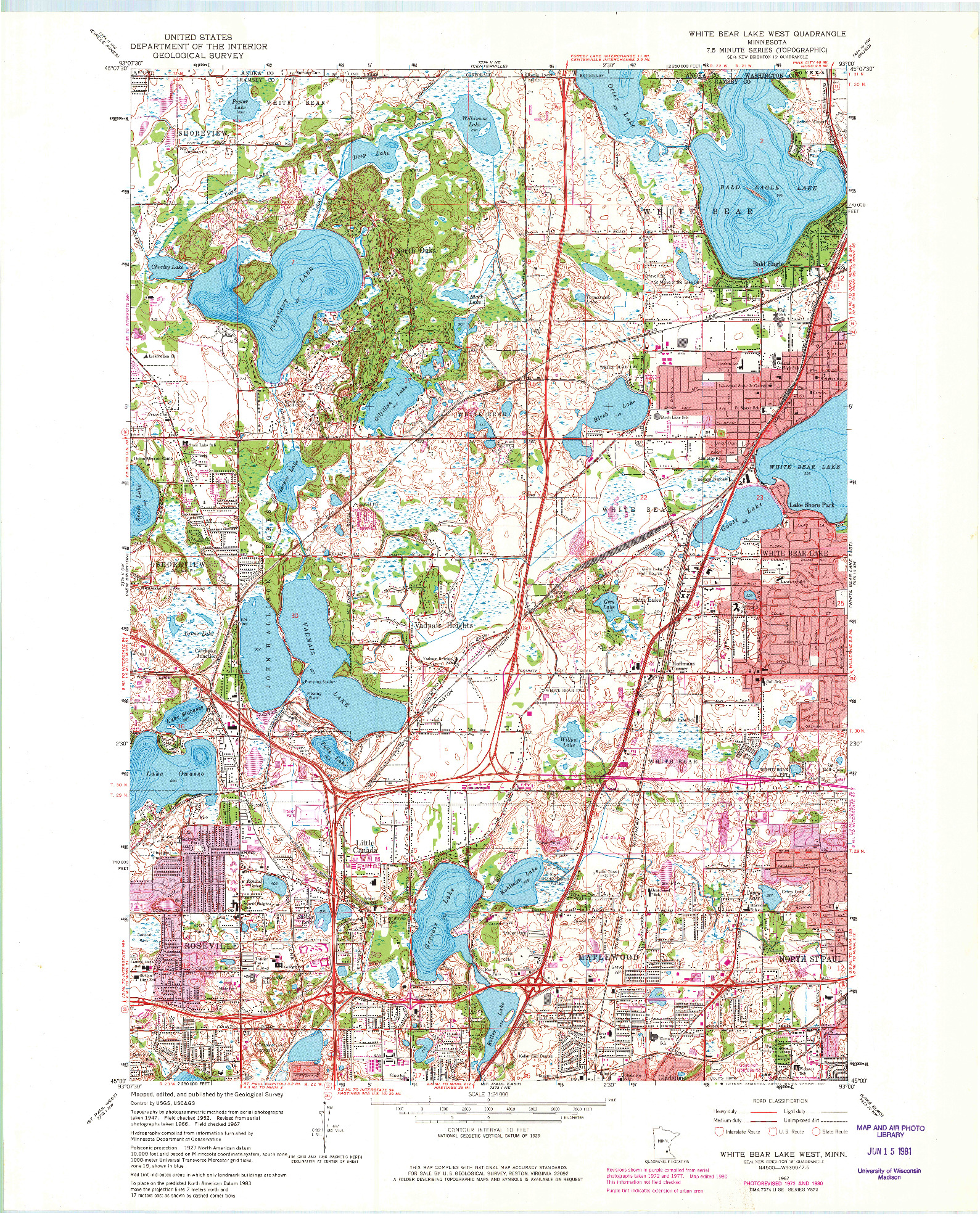 USGS 1:24000-SCALE QUADRANGLE FOR WHITE BEAR LAKE WEST, MN 1967