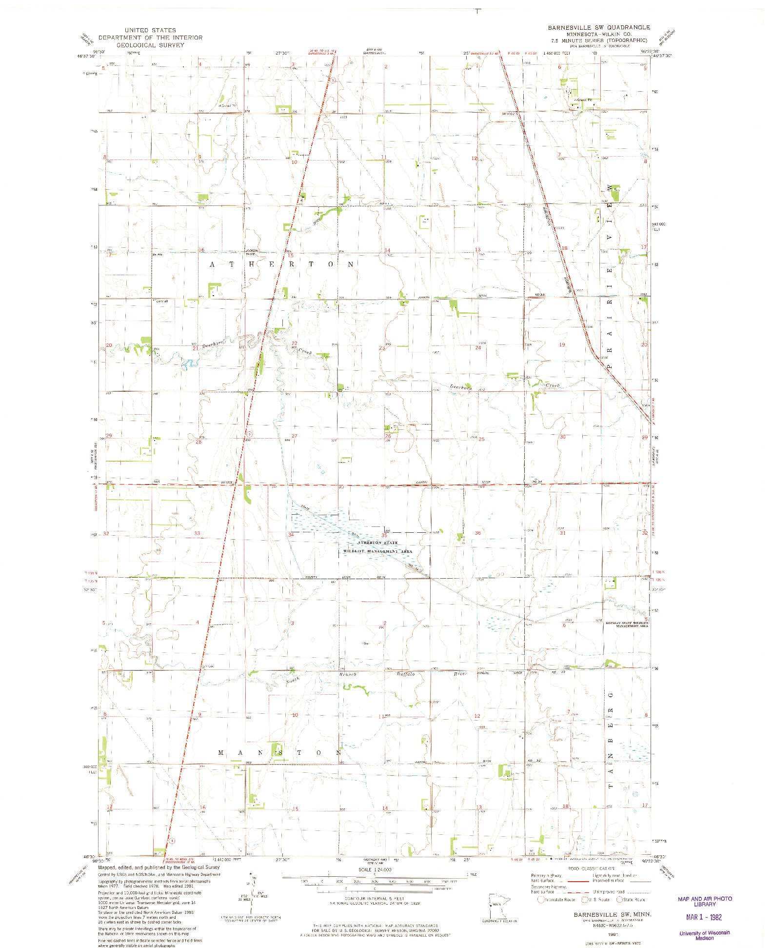 USGS 1:24000-SCALE QUADRANGLE FOR BARNESVILLE SW, MN 1981