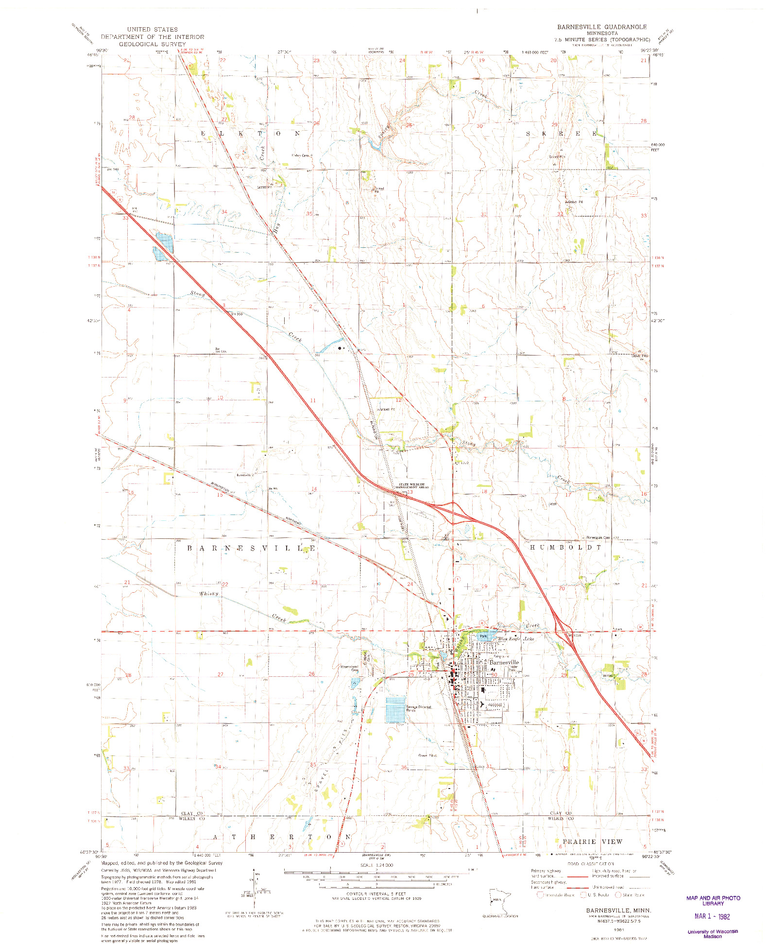 USGS 1:24000-SCALE QUADRANGLE FOR BARNESVILLE, MN 1981