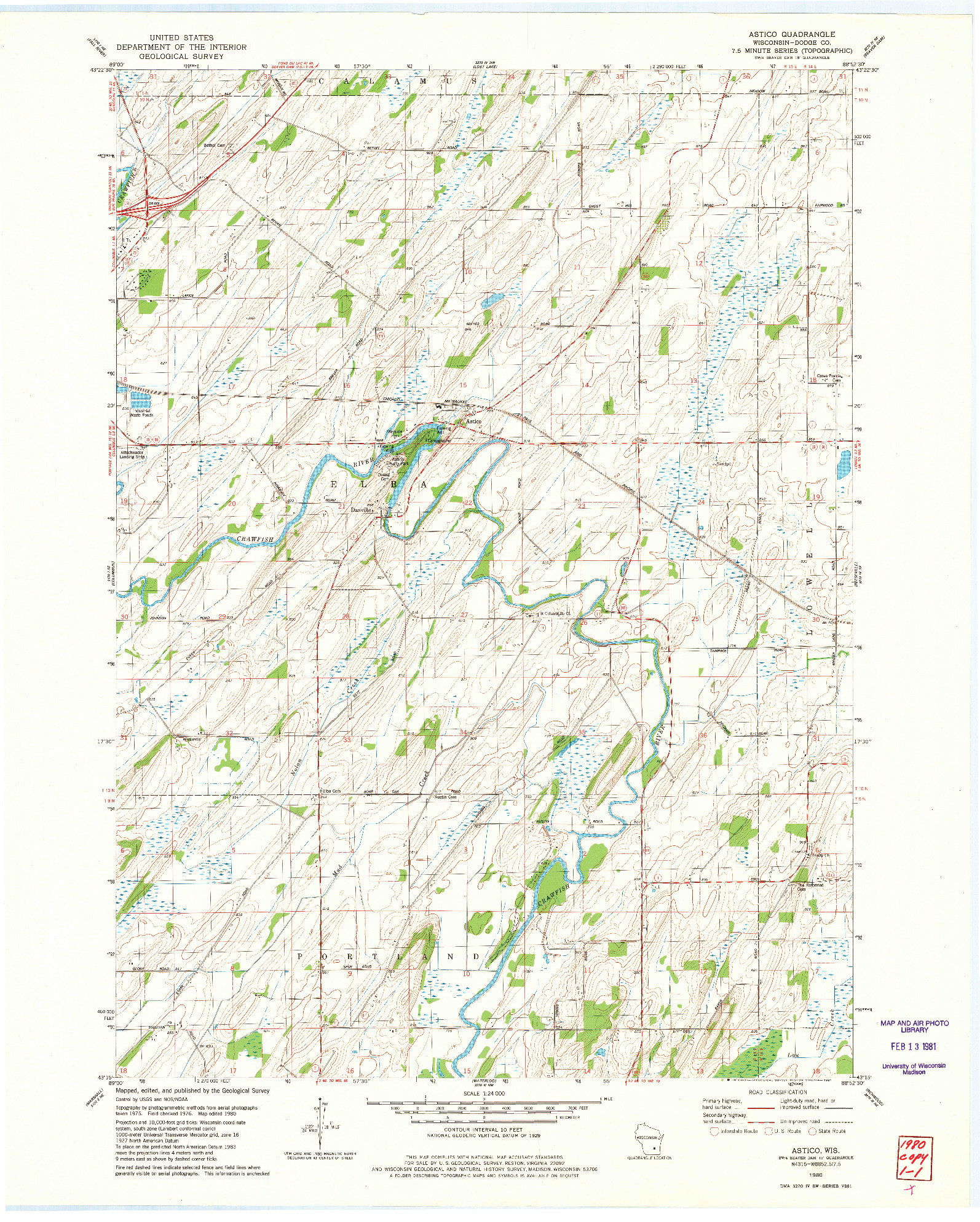USGS 1:24000-SCALE QUADRANGLE FOR ASTICO, WI 1980