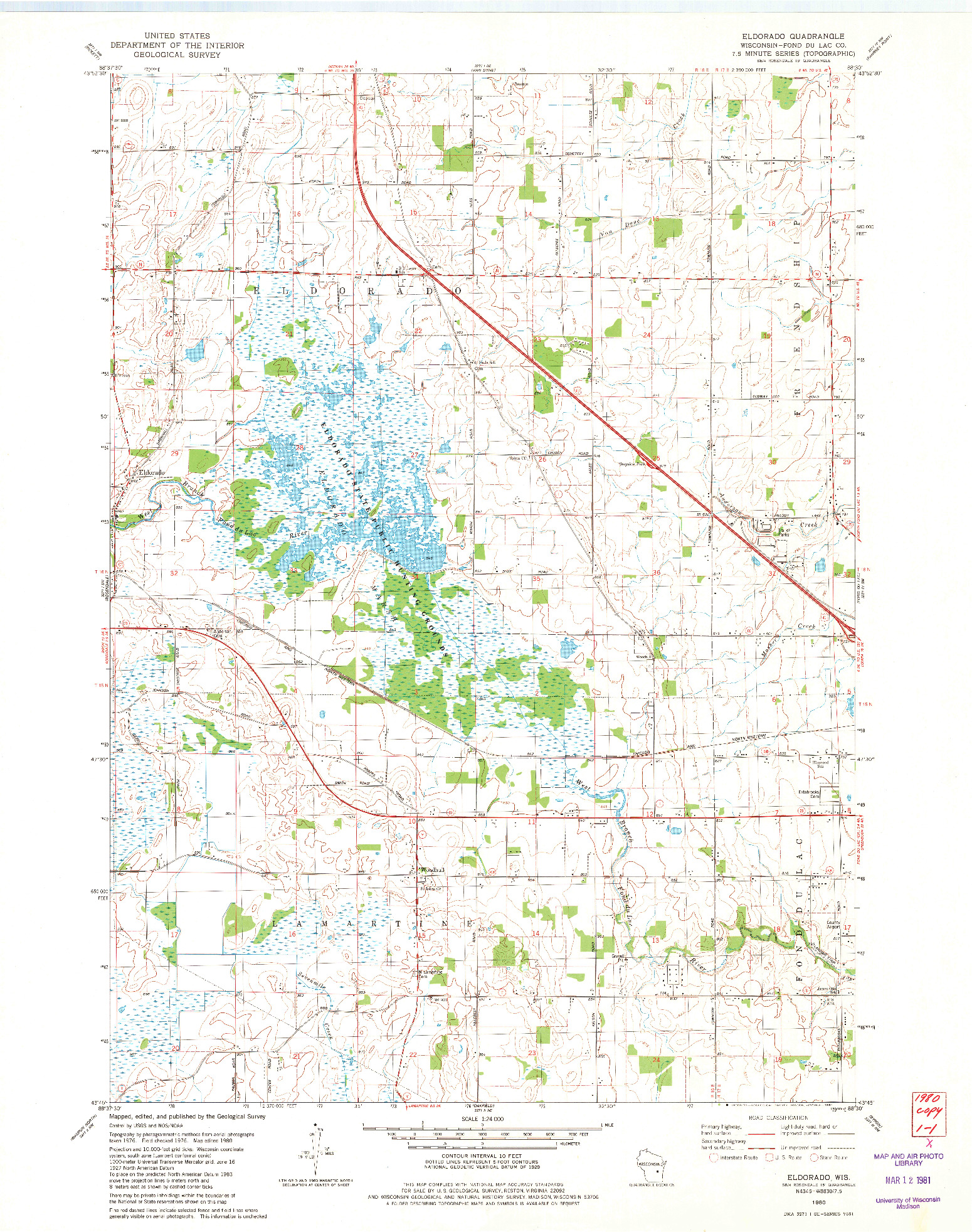 USGS 1:24000-SCALE QUADRANGLE FOR ELDORADO, WI 1980