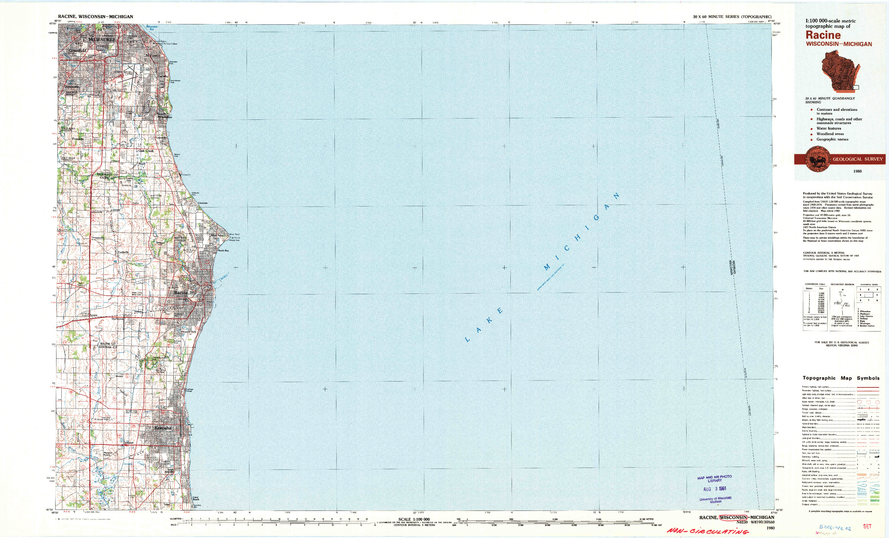 USGS 1:100000-SCALE QUADRANGLE FOR RACINE, WI 1980