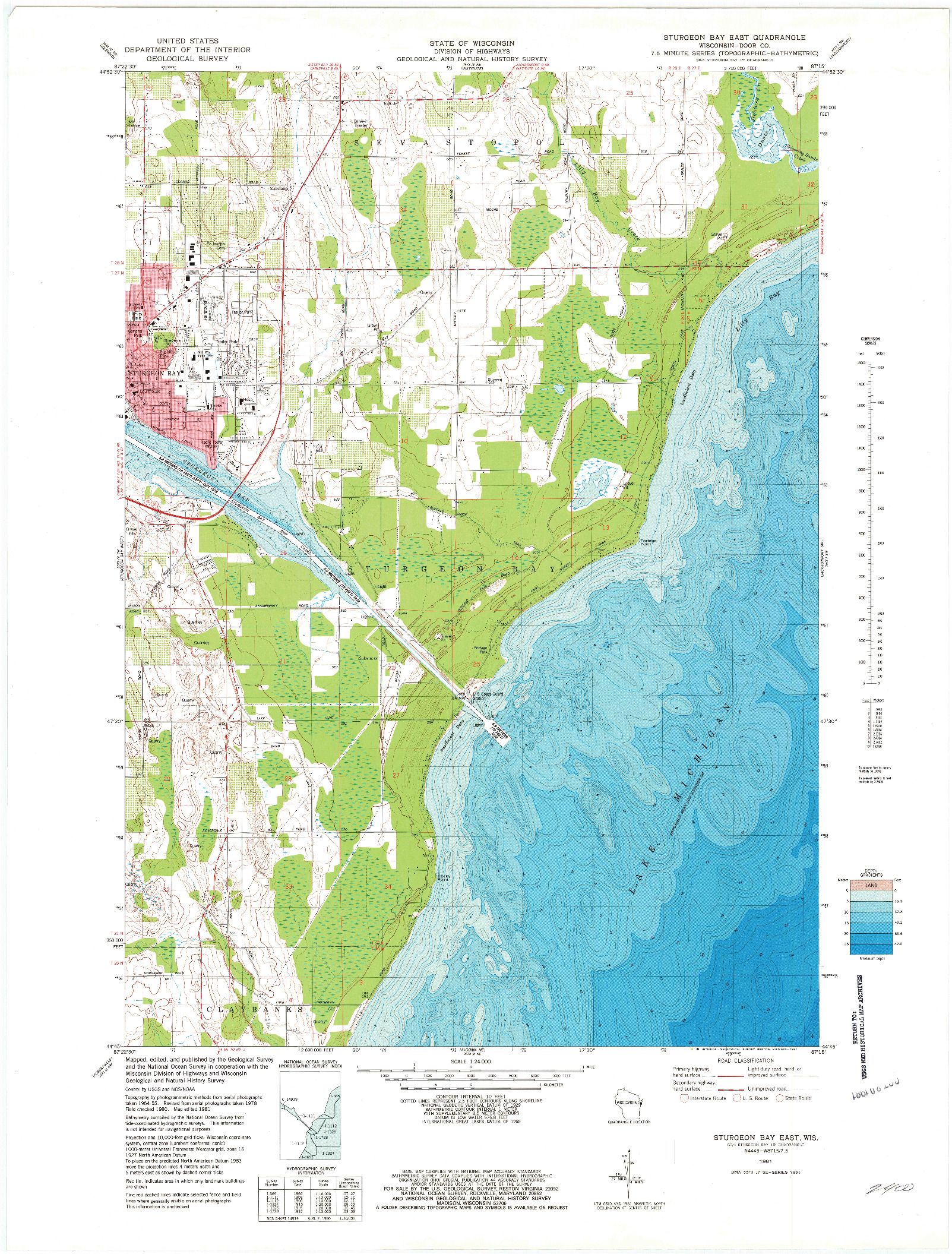 USGS 1:24000-SCALE QUADRANGLE FOR STURGEON BAY EAST, WI 1981