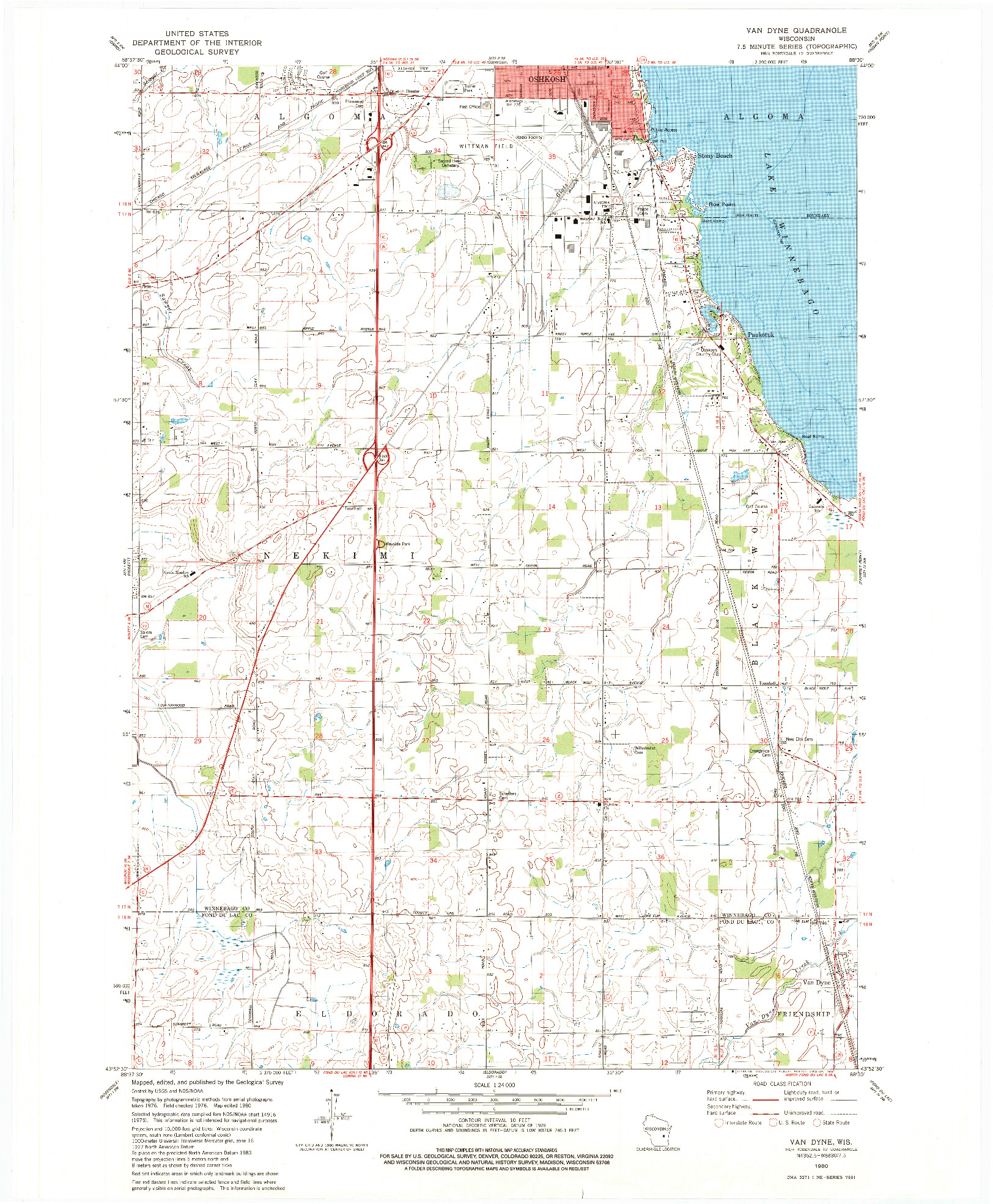 USGS 1:24000-SCALE QUADRANGLE FOR VAN DYNE, WI 1980