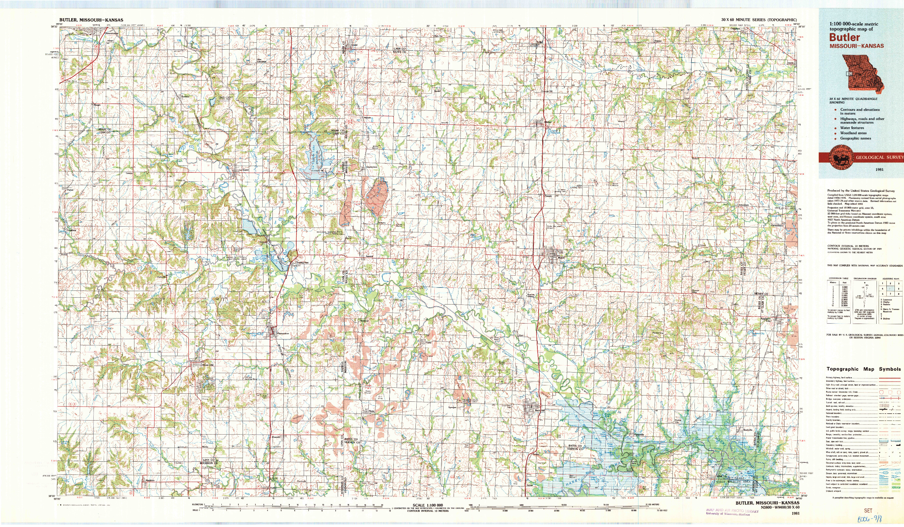 USGS 1:100000-SCALE QUADRANGLE FOR BUTLER, MO 1981
