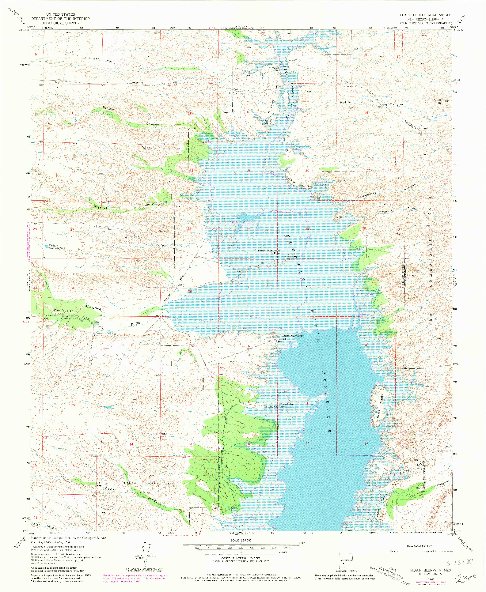 USGS 1:24000-SCALE QUADRANGLE FOR BLACK BLUFFS, NM 1961