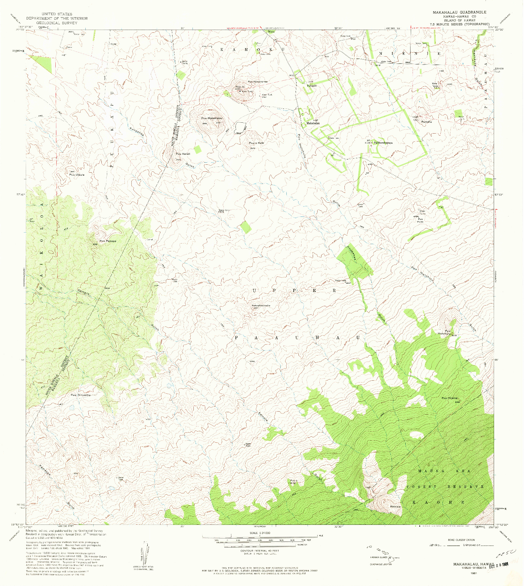 USGS 1:24000-SCALE QUADRANGLE FOR MAKAHALAU, HI 1981