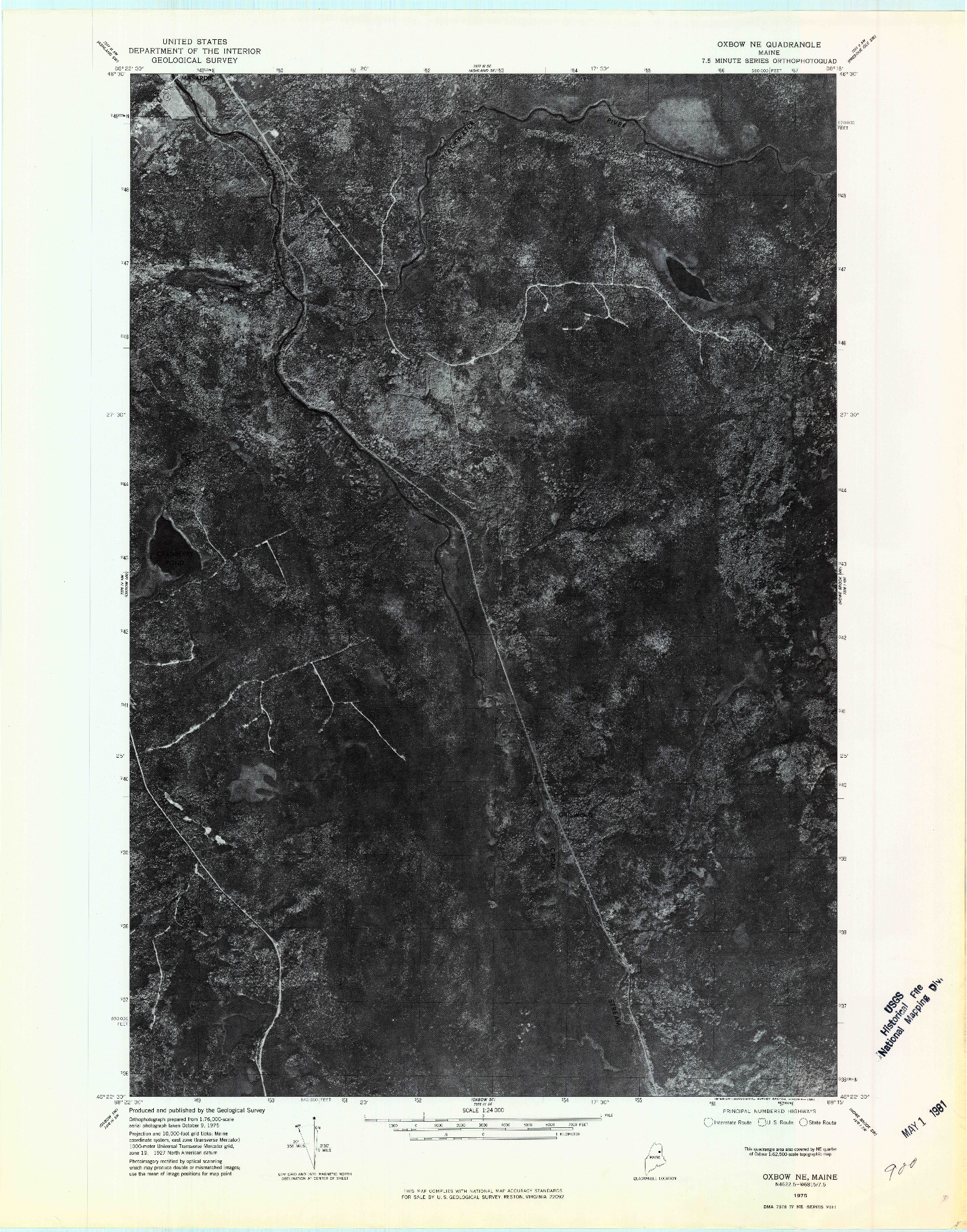 USGS 1:24000-SCALE QUADRANGLE FOR OXBOW NE, ME 1975