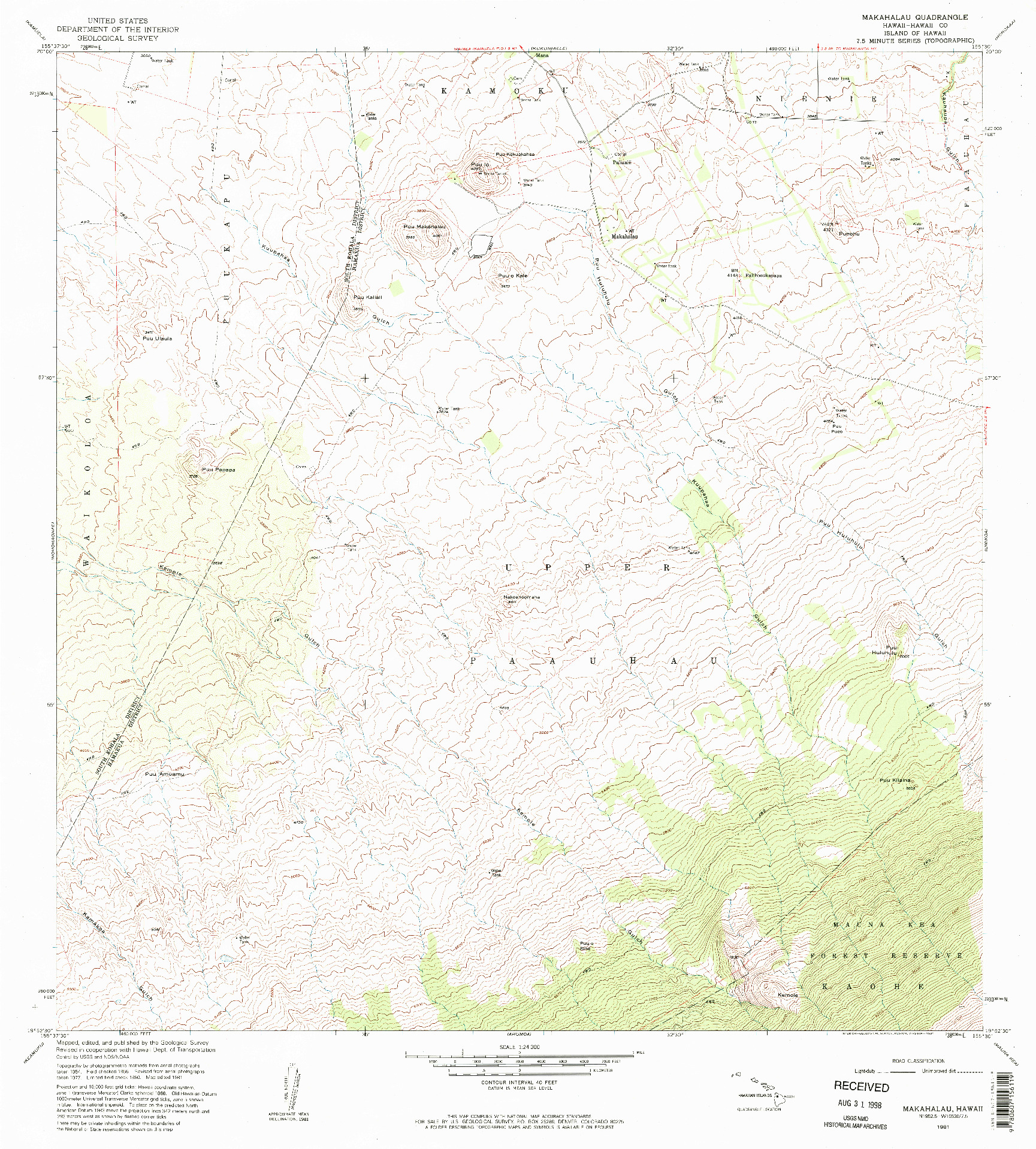 USGS 1:24000-SCALE QUADRANGLE FOR MAKAHALAU, HI 1981