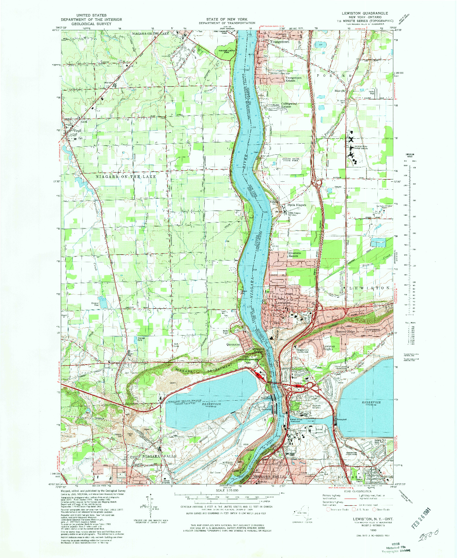 USGS 1:25000-SCALE QUADRANGLE FOR LEWISTON, NY 1980
