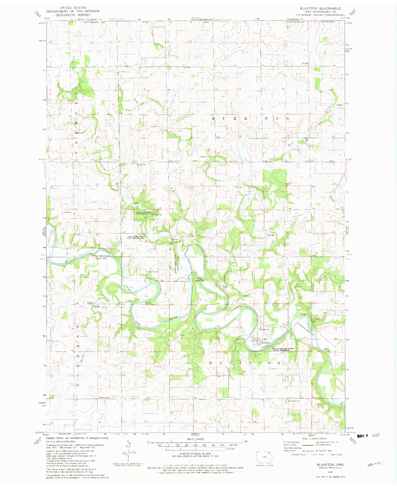 USGS 1:24000-SCALE QUADRANGLE FOR BLUFFTON, IA 1981