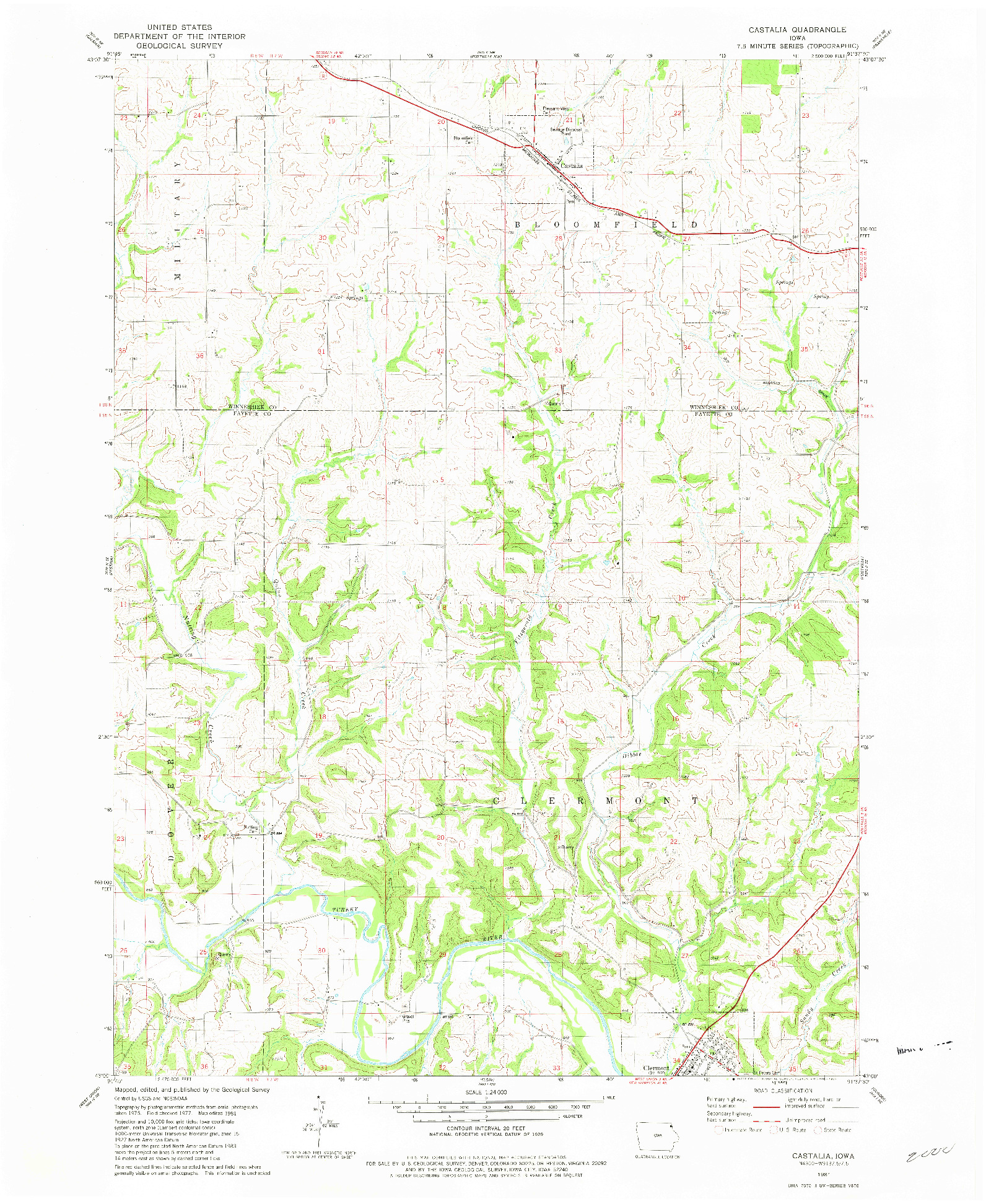 USGS 1:24000-SCALE QUADRANGLE FOR CASTALIA, IA 1981