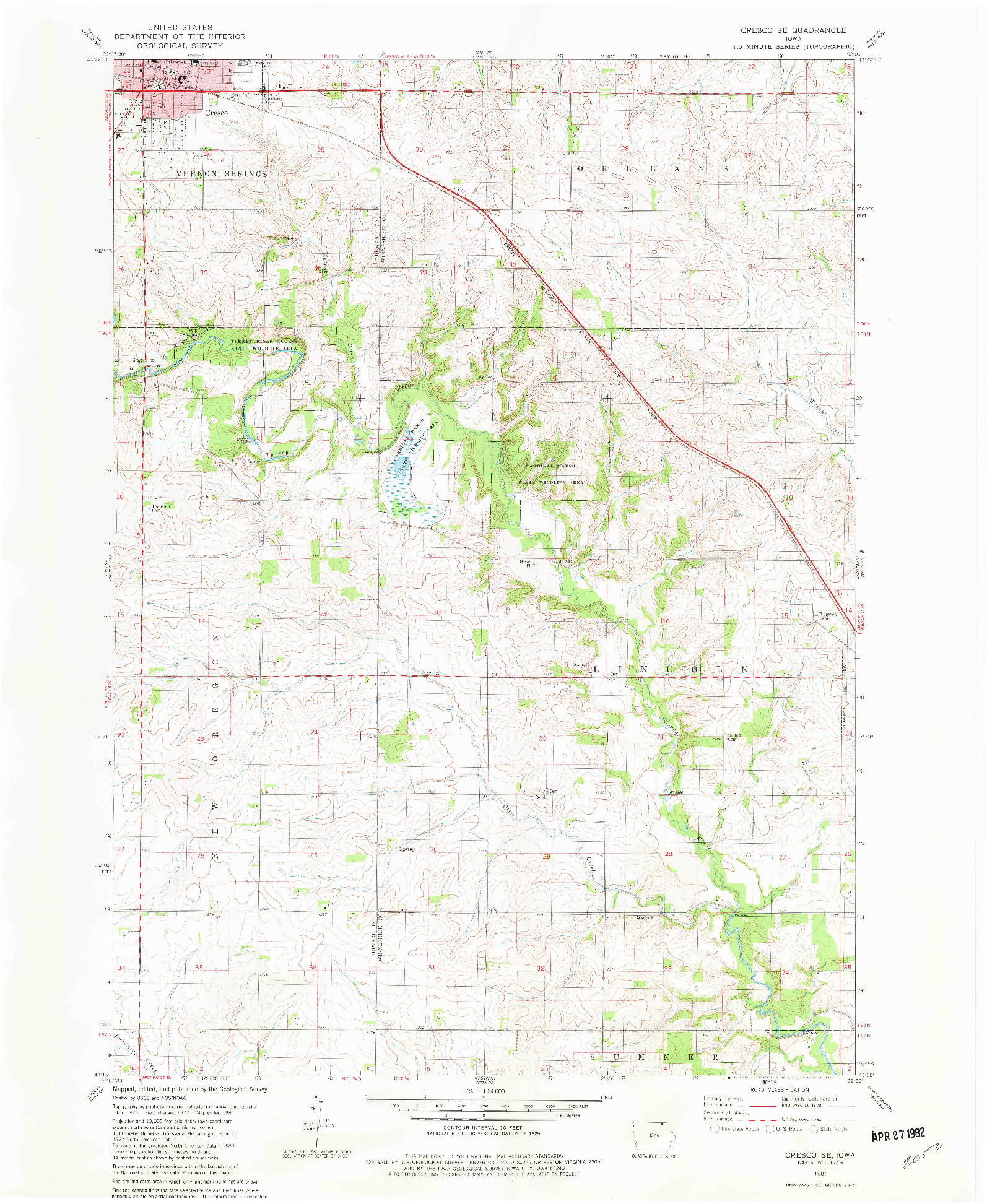USGS 1:24000-SCALE QUADRANGLE FOR CRESCO SE, IA 1981