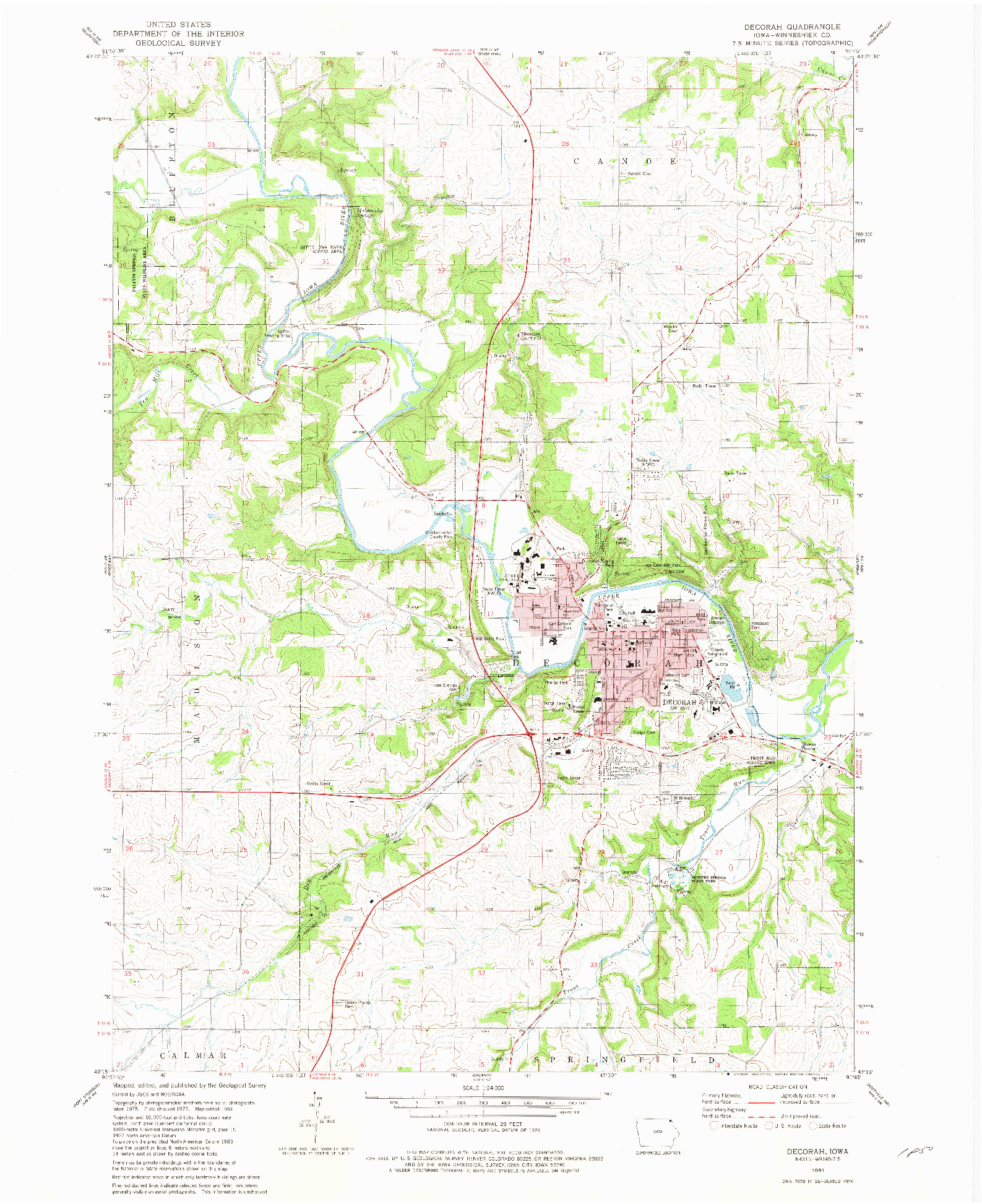 USGS 1:24000-SCALE QUADRANGLE FOR DECORAH, IA 1981