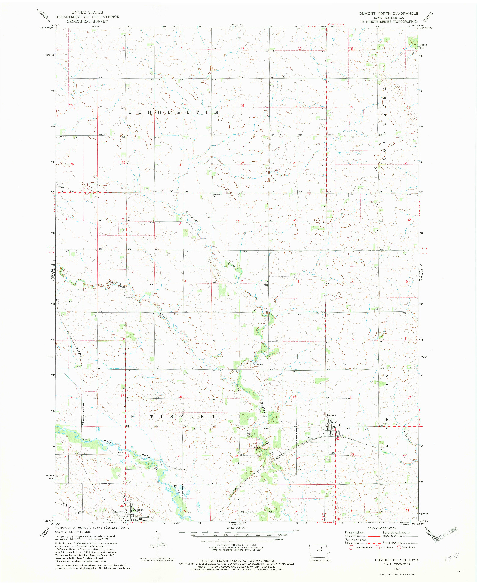 USGS 1:24000-SCALE QUADRANGLE FOR DUMONT NORTH, IA 1972